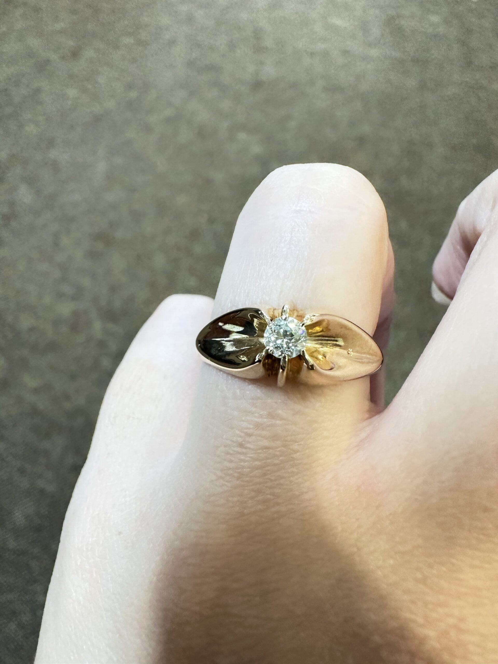 Vintage 14k Yellow Gold .18 Cttw Old Mine Cut Diamond Ring - Image 12