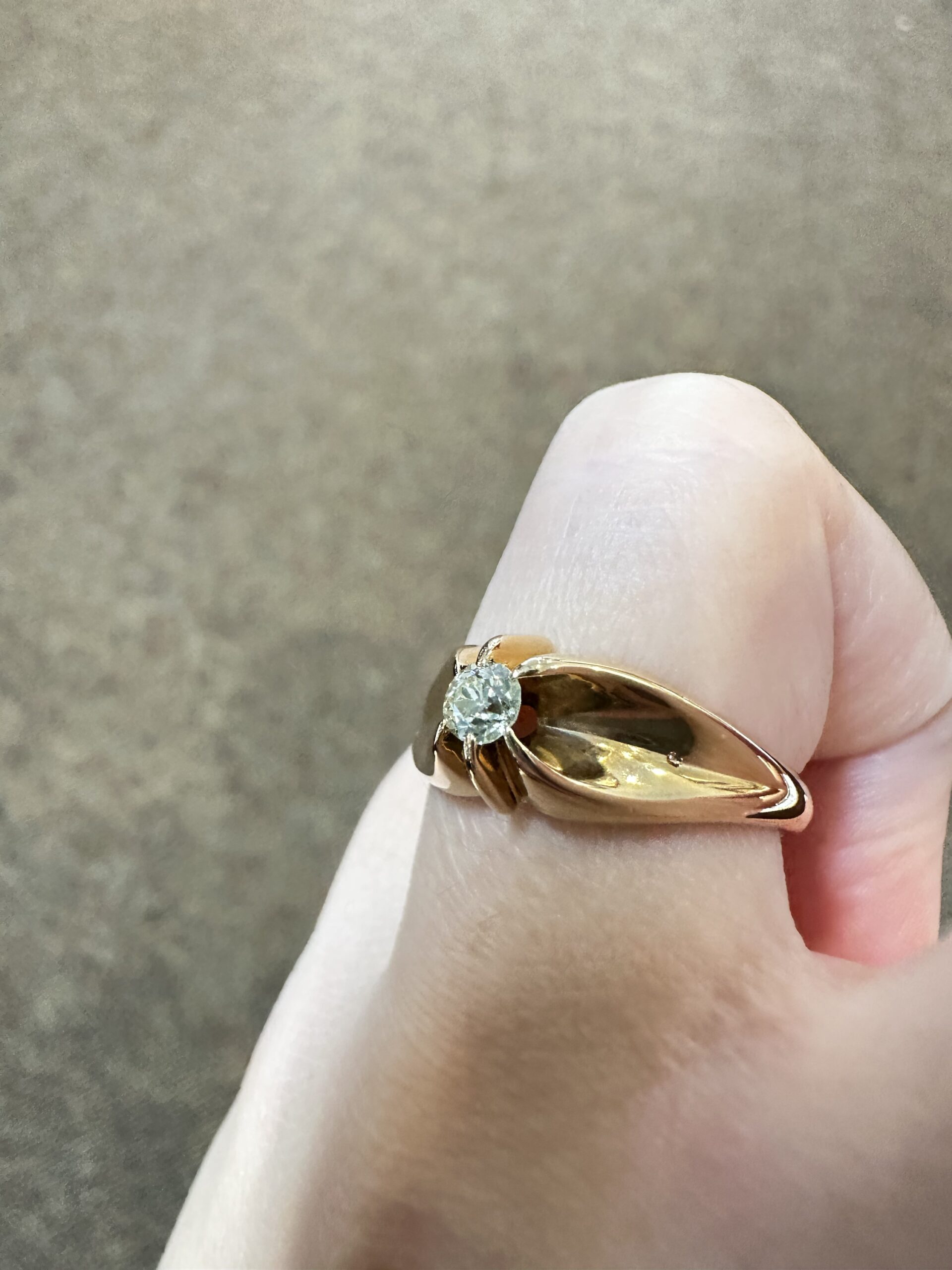 Vintage 14k Yellow Gold .18 Cttw Old Mine Cut Diamond Ring - Image 13