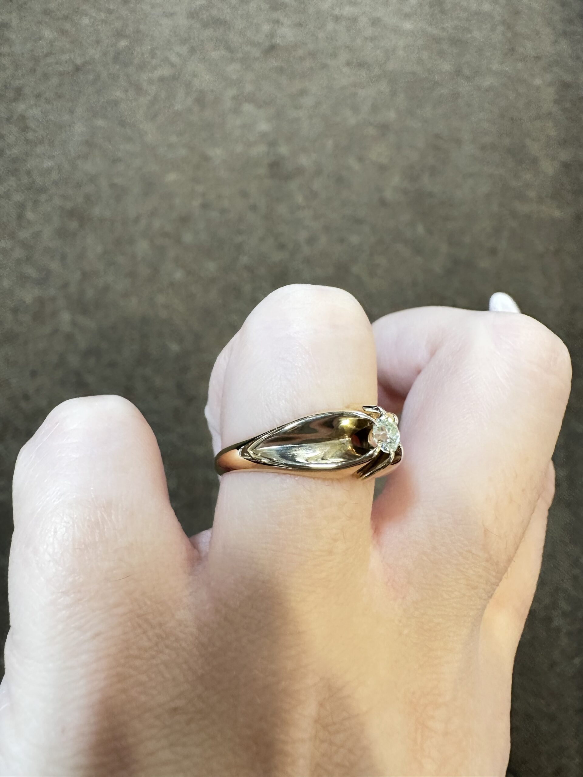 Vintage 14k Yellow Gold .18 Cttw Old Mine Cut Diamond Ring - Image 15