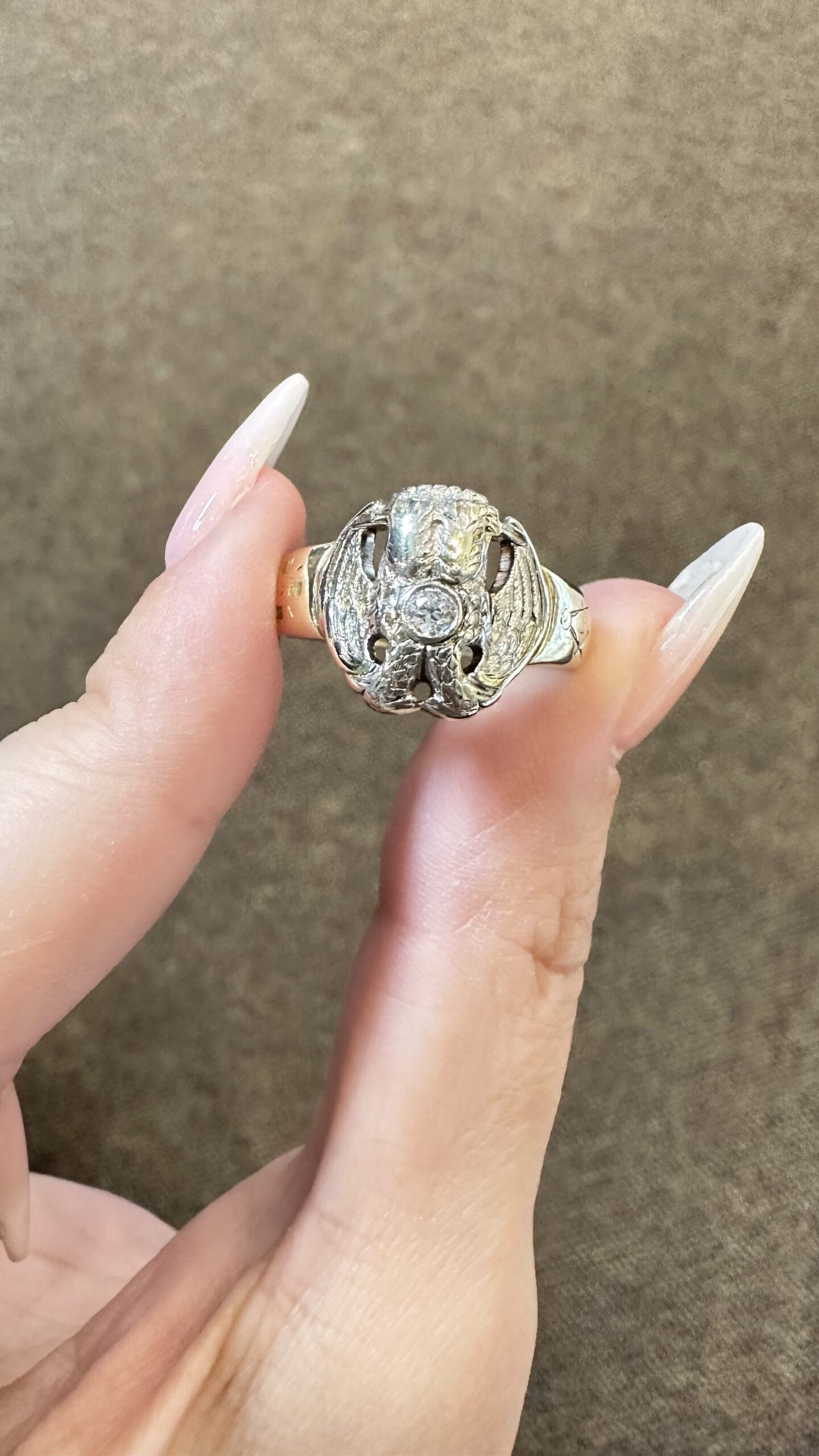 Vintage Gent’s 14k 2tone Masonic Ring With Genuine .15 Cttw Diamond Accent - Image 2