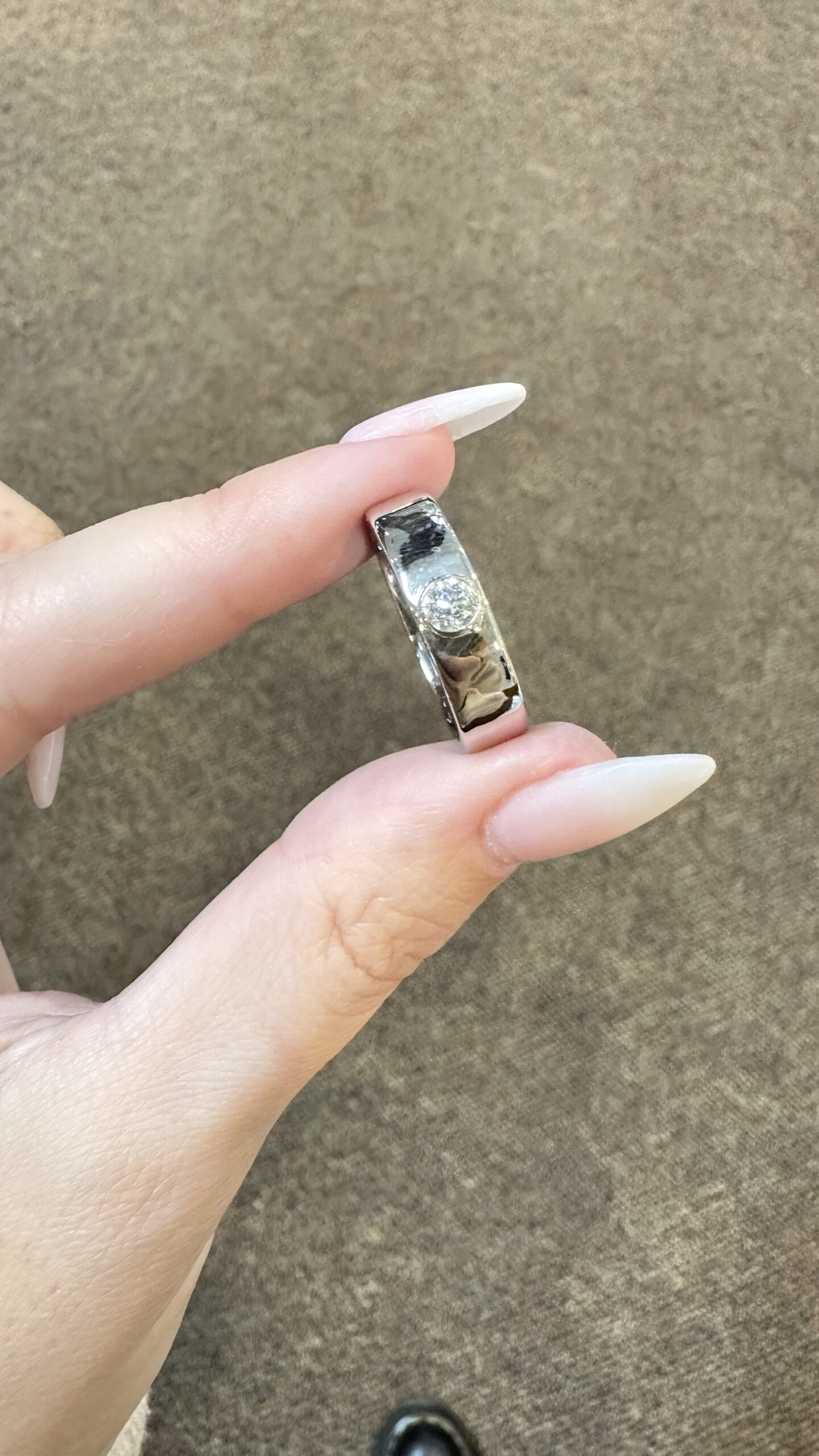 18K White Gold Genuine .30 Cttw Old Mine Cut Diamond Flat Band Ring - Image 2