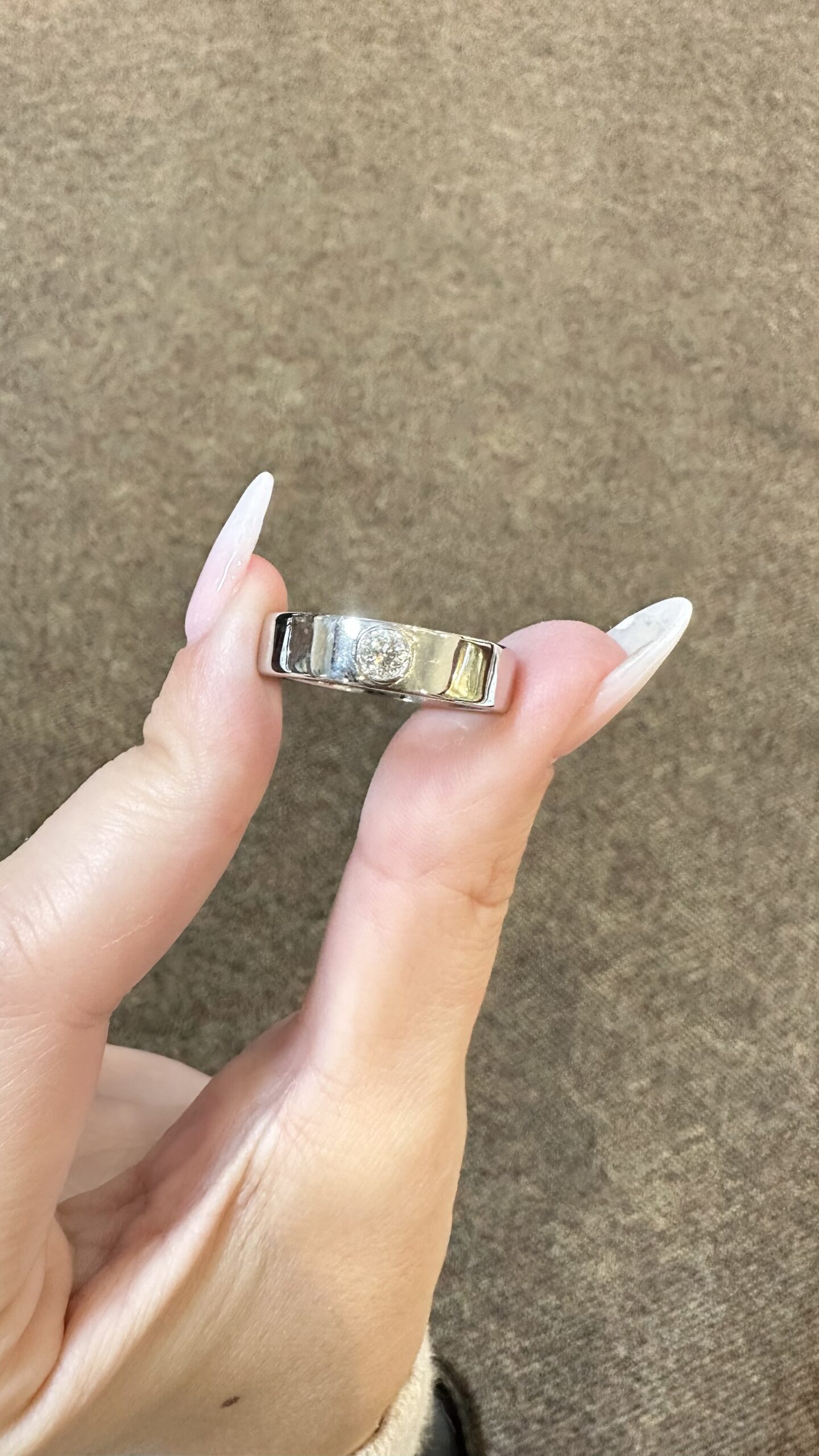 18K White Gold Genuine .30 Cttw Old Mine Cut Diamond Flat Band Ring