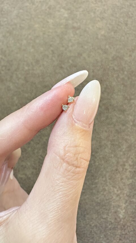 14k Yellow Gold Genuine .10 cttw Round Brilliant Cut Diamond 3 Prong Stud Earrings