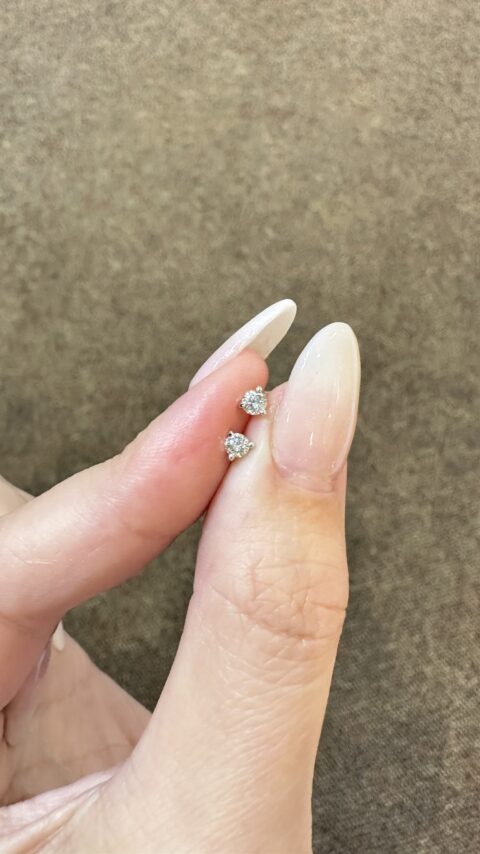 14k White Gold Genuine .20 Cttw Round Brilliant Cut Diamond 3 Prong Style Stud Earrings