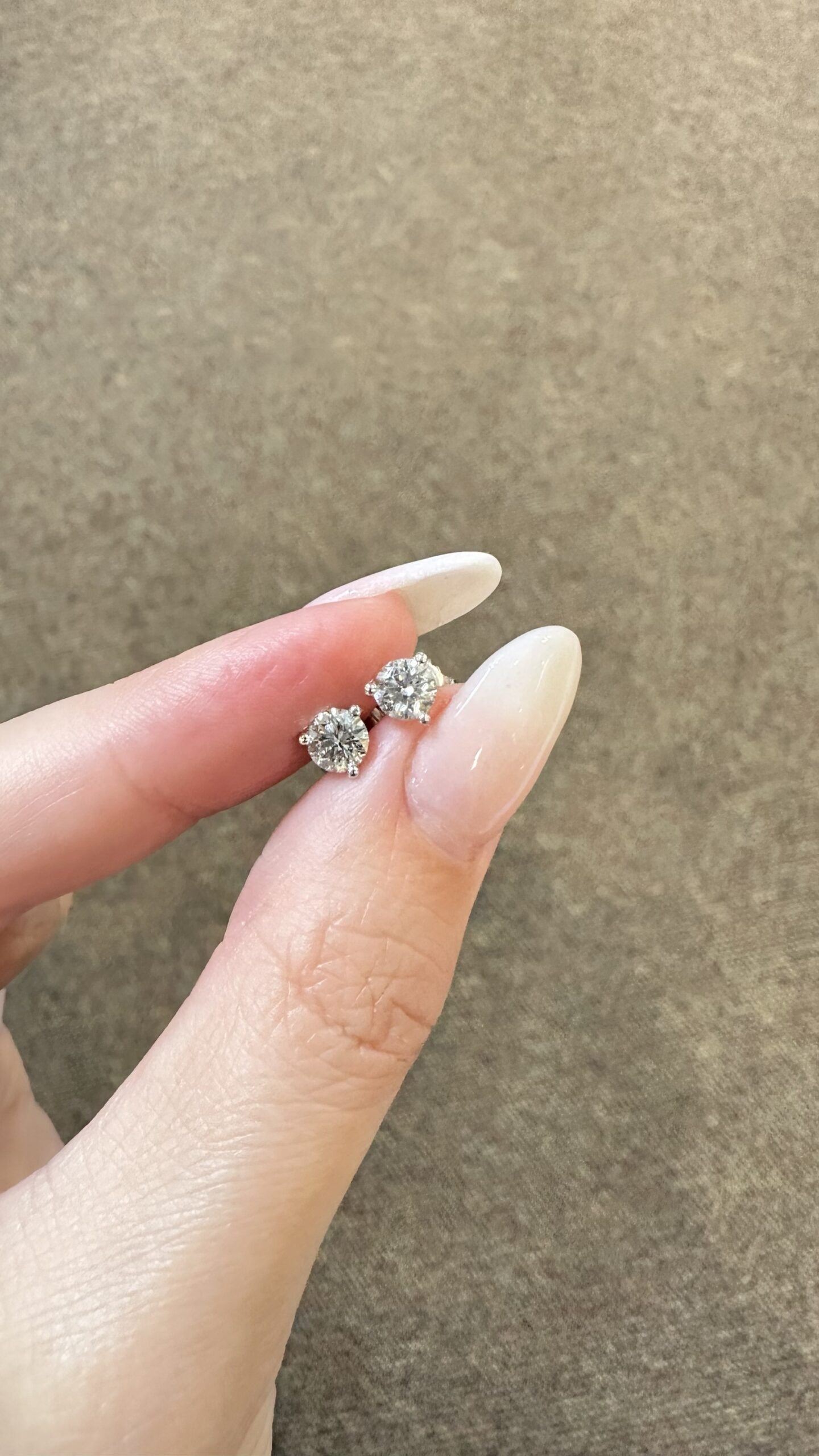 14k White Gold Genuine 1.01 Cttw Round Brilliant Cut Diamond 3 Prong Stud Earrings