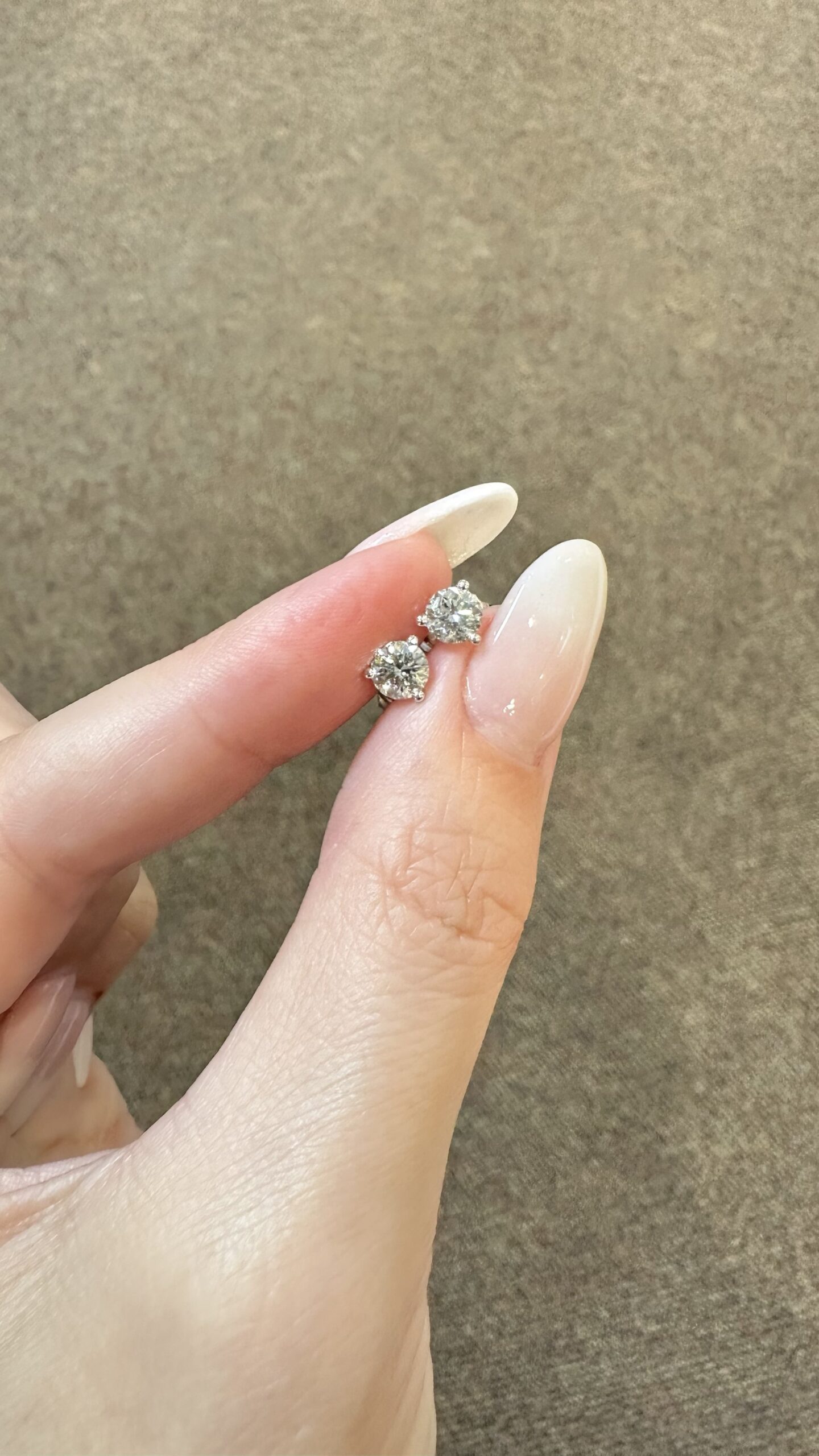 14k White Gold Genuine 1.01 Cttw Round Brilliant Cut Diamond 3 Prong Stud Earrings - Image 4