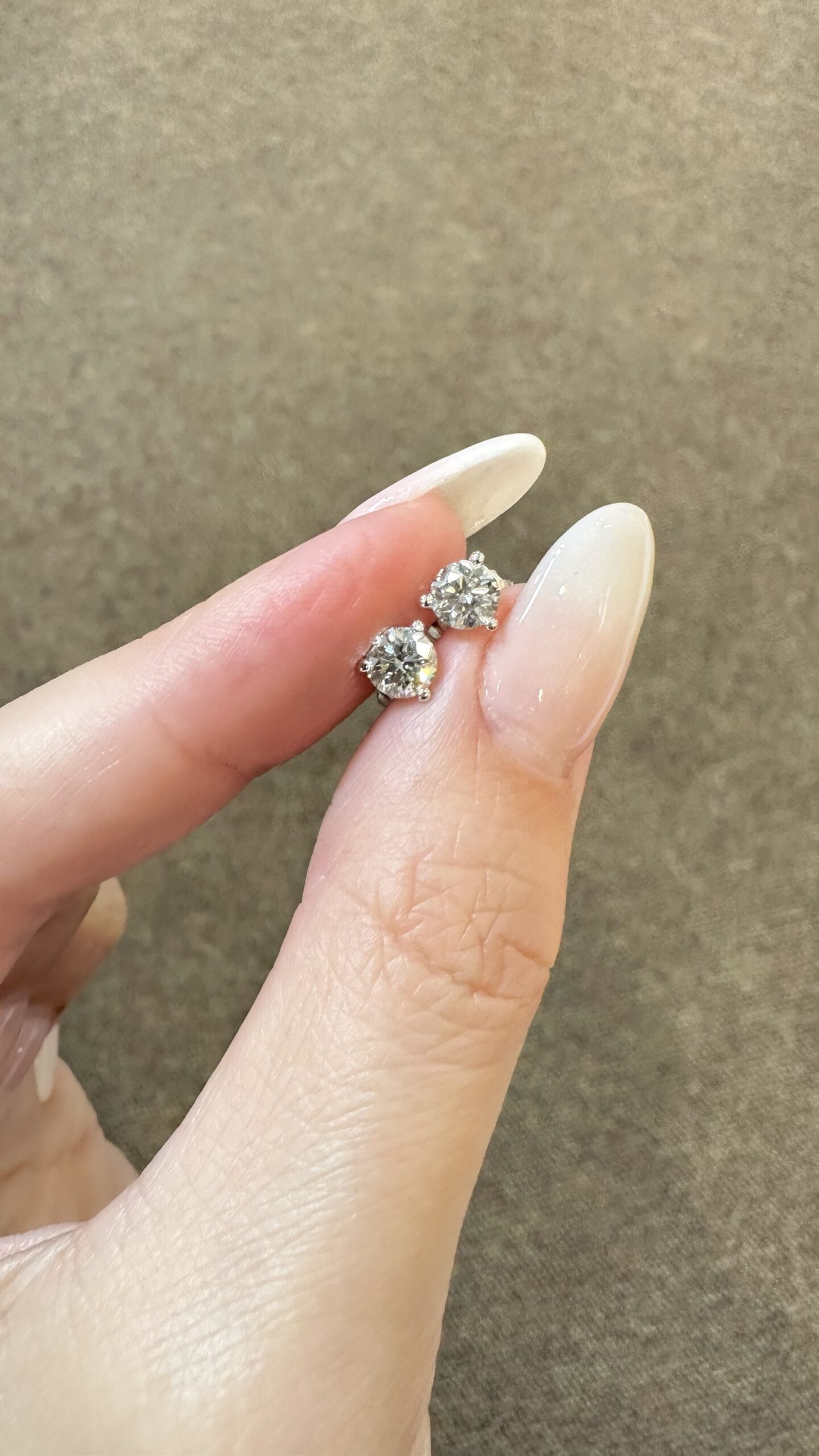 14k White Gold Genuine 1.01 Cttw Round Brilliant Cut Diamond 3 Prong Stud Earrings - Image 5