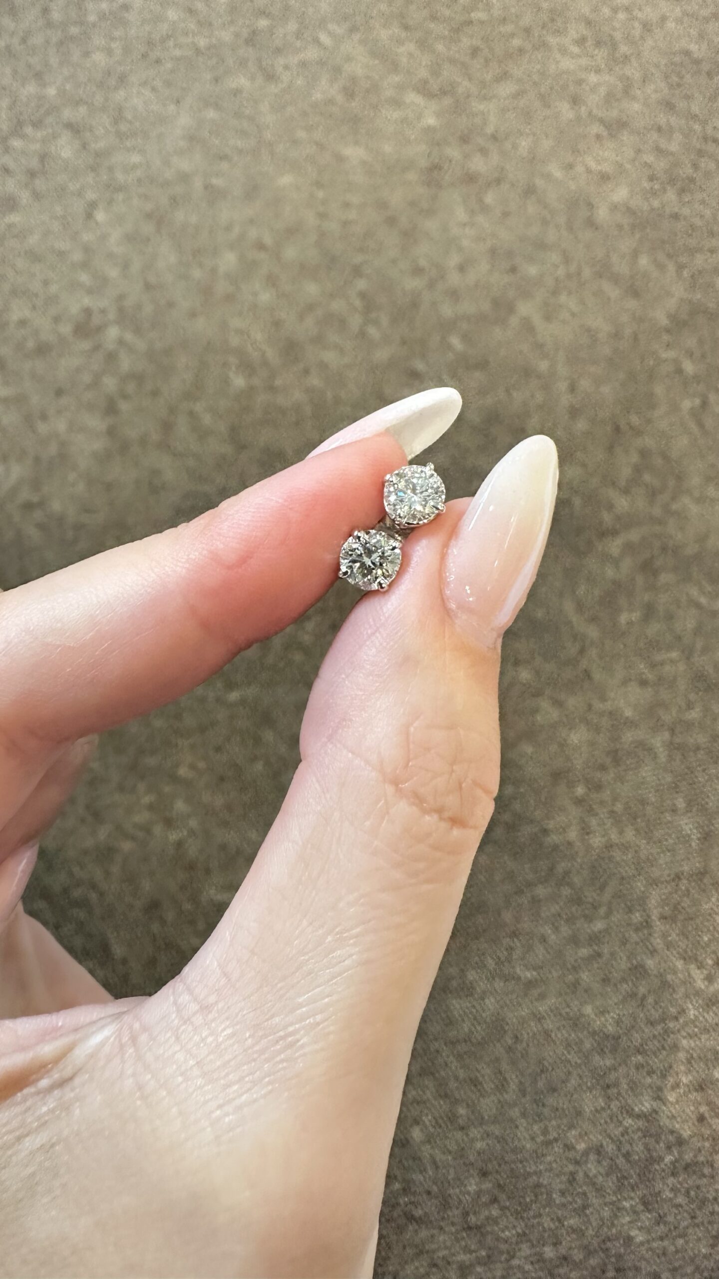 14k White Gold Genuine 1.20 Cttw Round Brilliant Cut Diamond Basket Set Stud Earrings - Image 2