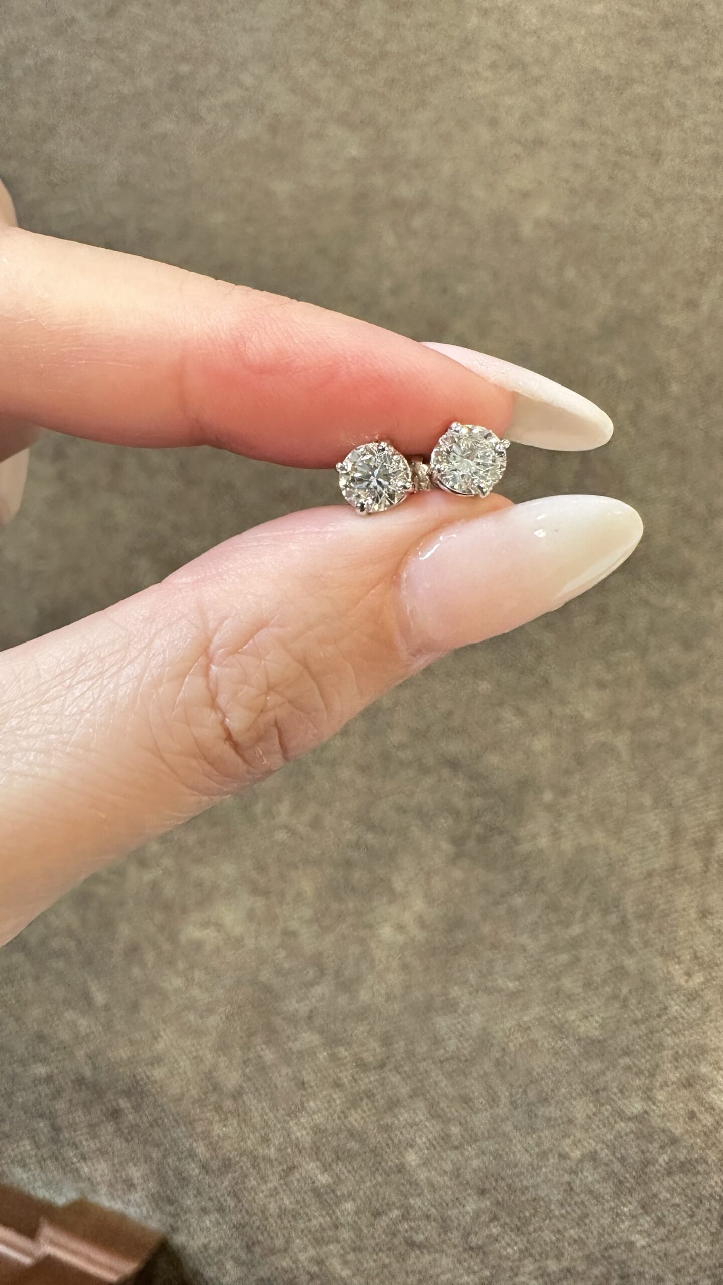 14k White Gold Genuine 1.20 Cttw Round Brilliant Cut Diamond Basket Set Stud Earrings - Image 3