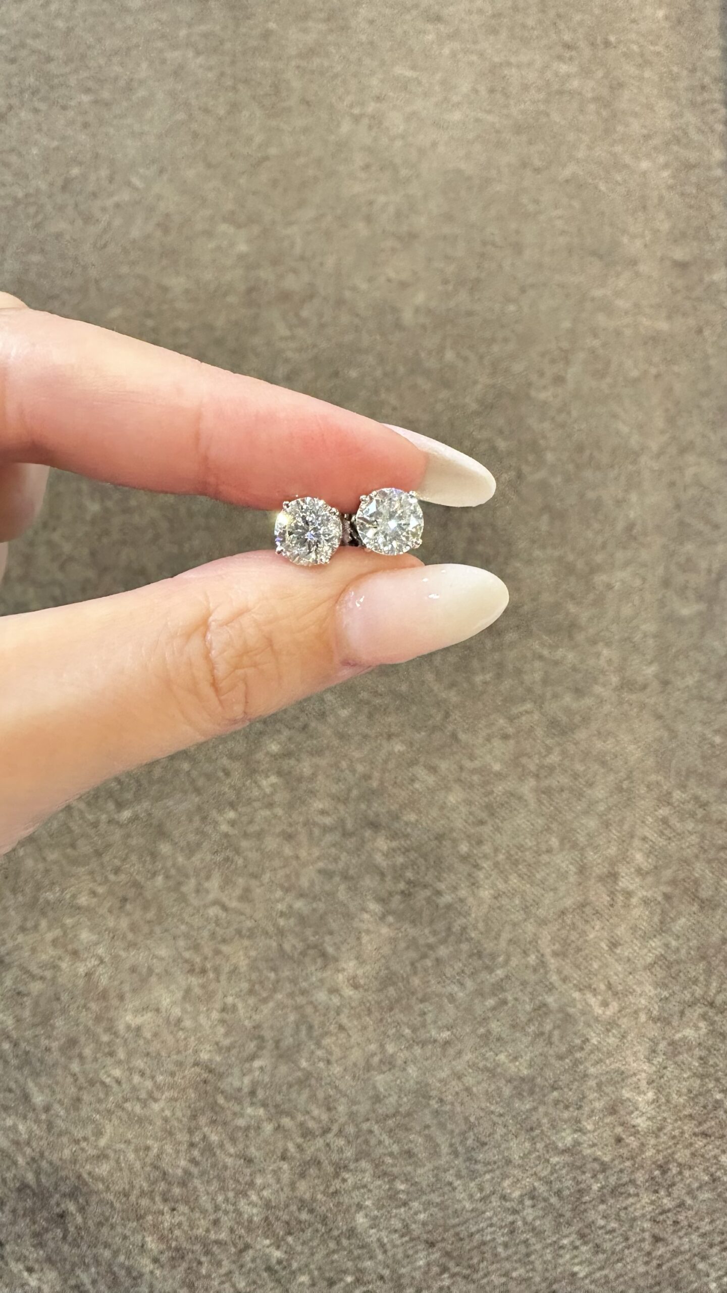 14k White Gold Genuine 2.96 Cttw Round Brilliant Cut Diamond Basket Set Stud Earrings - Image 2