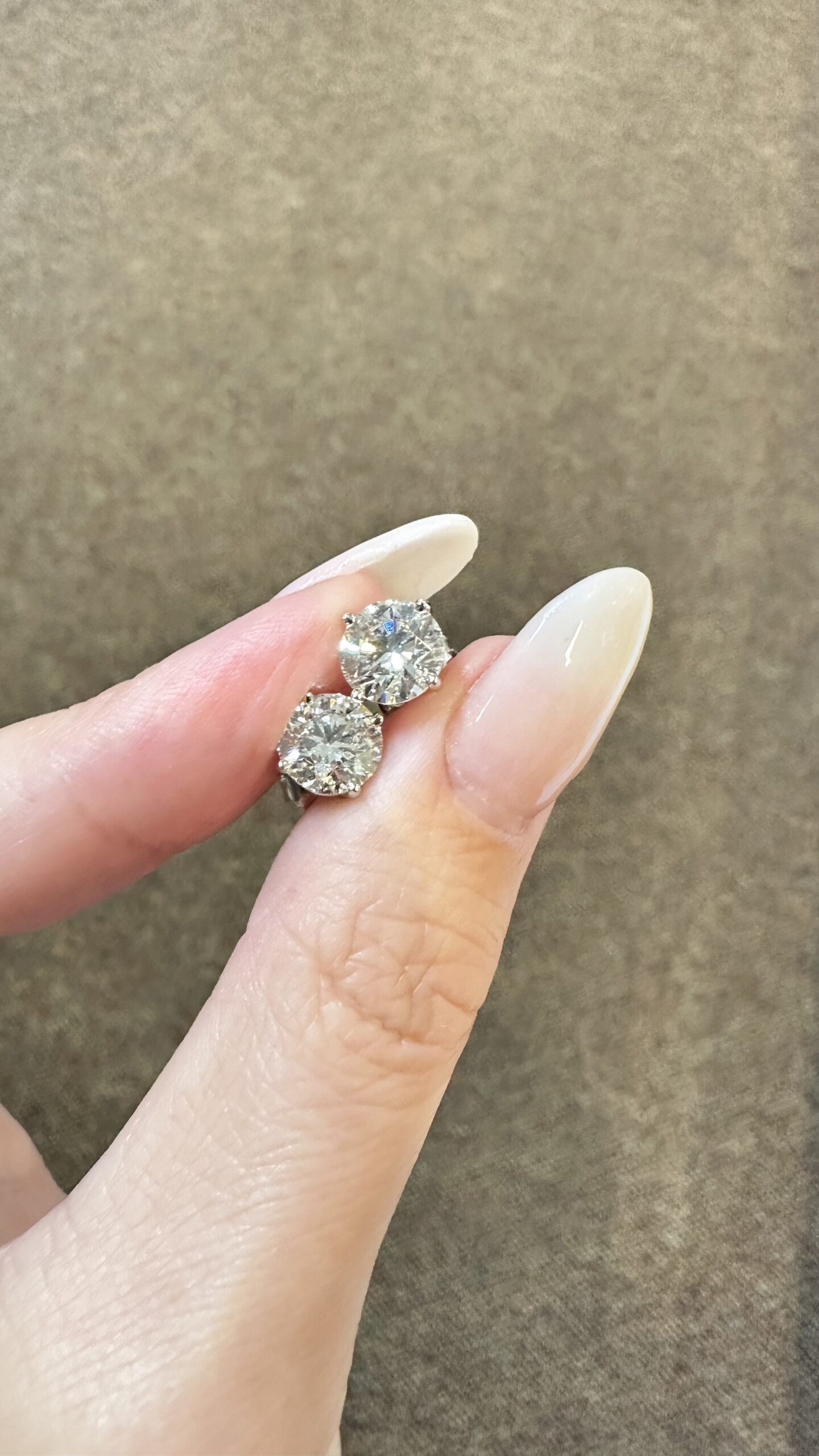 14k White Gold Genuine 2.96 Cttw Round Brilliant Cut Diamond Basket Set Stud Earrings - Image 4