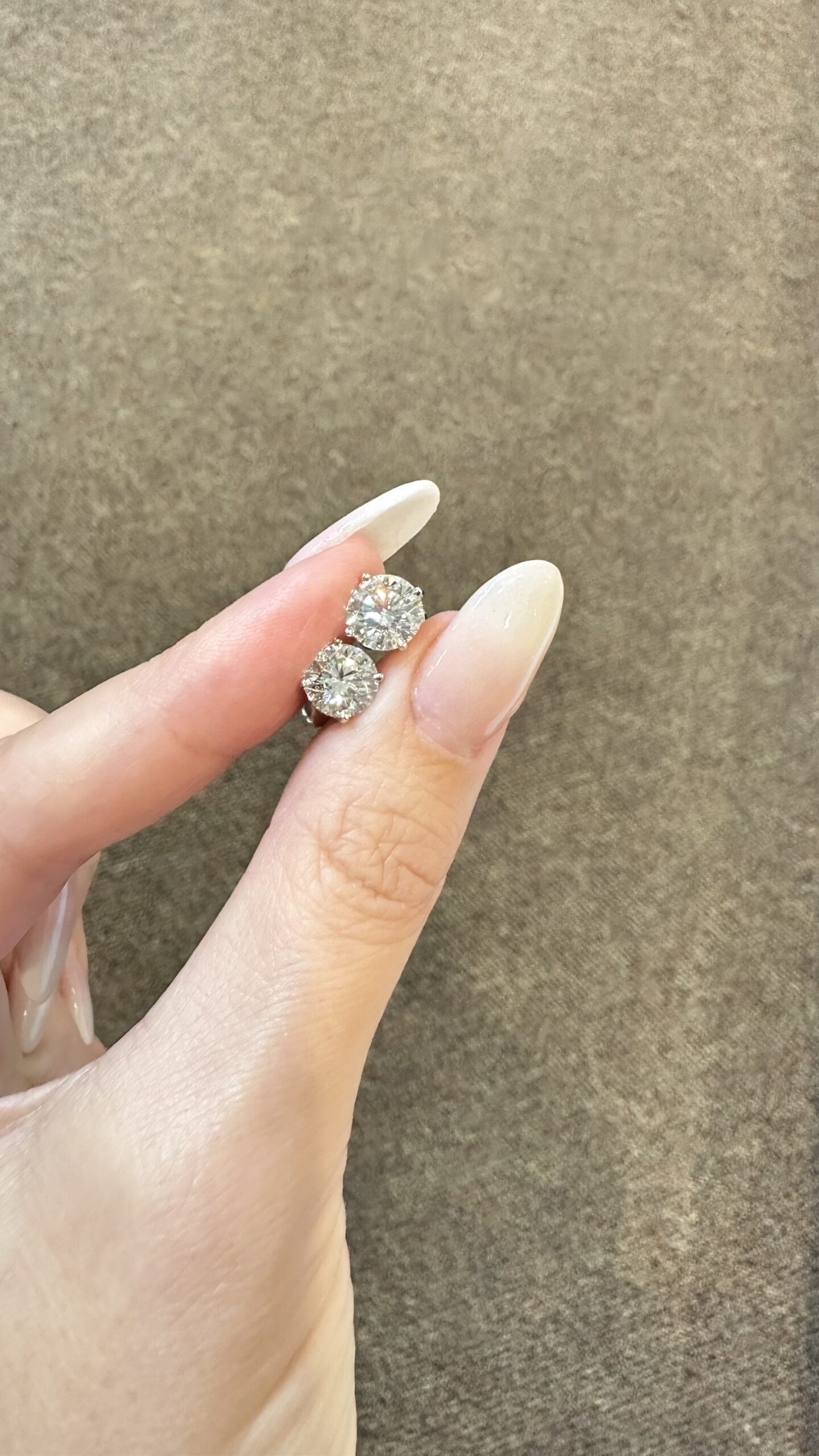 14k White Gold Genuine 2.96 Cttw Round Brilliant Cut Diamond Basket Set Stud Earrings - Image 6