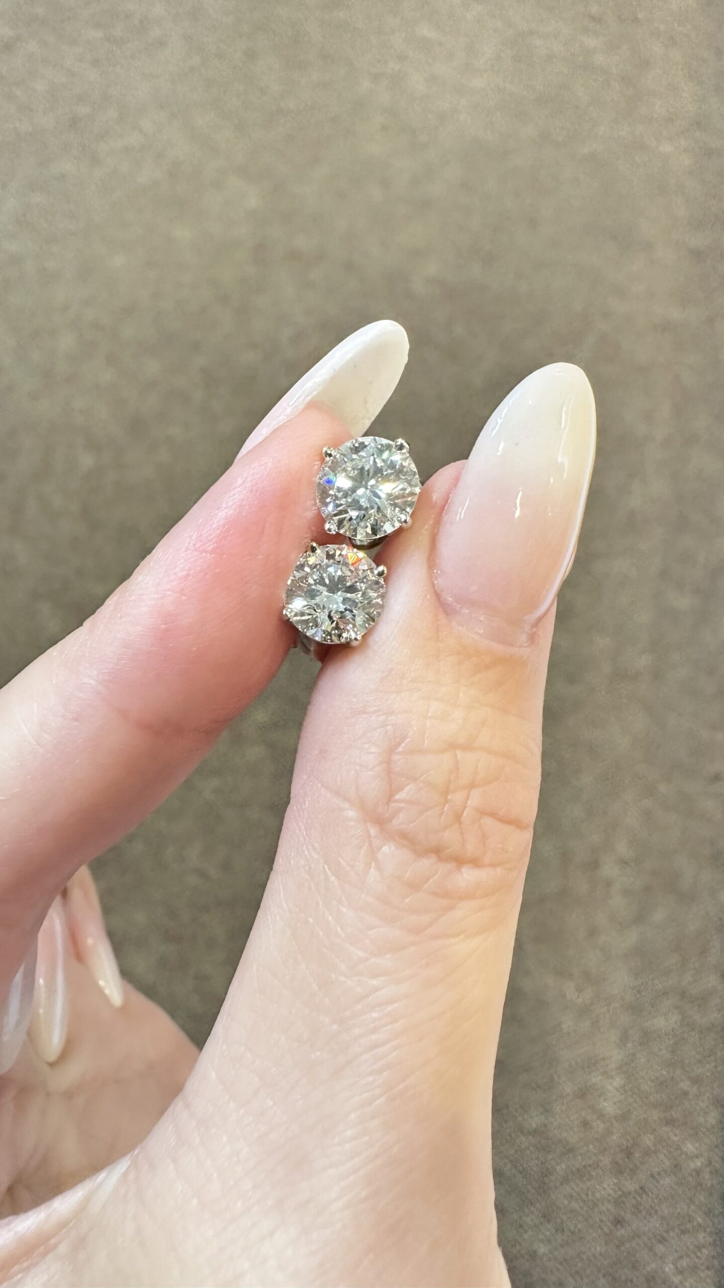 14k White Gold Genuine 2.96 Cttw Round Brilliant Cut Diamond Basket Set Stud Earrings - Image 8