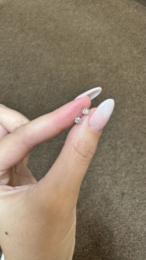 14k White Gold Genuine 1/3 Cttw Round Brilliant Cut Diamond 3 Prong Martini Style Stud Earrings