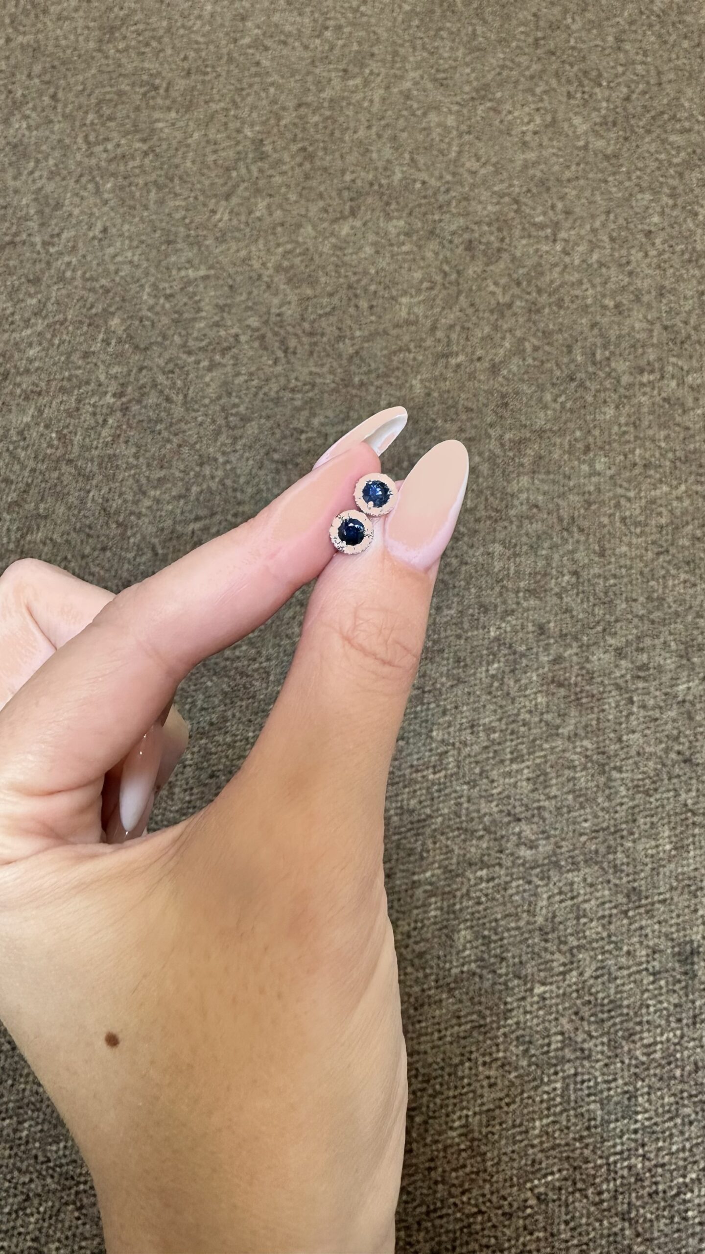 14k White Gold Genuine .60 Cttw Sapphire & .11 Cttw Round Brilliant Cut Diamond Halo Stud Earrings - Image 13