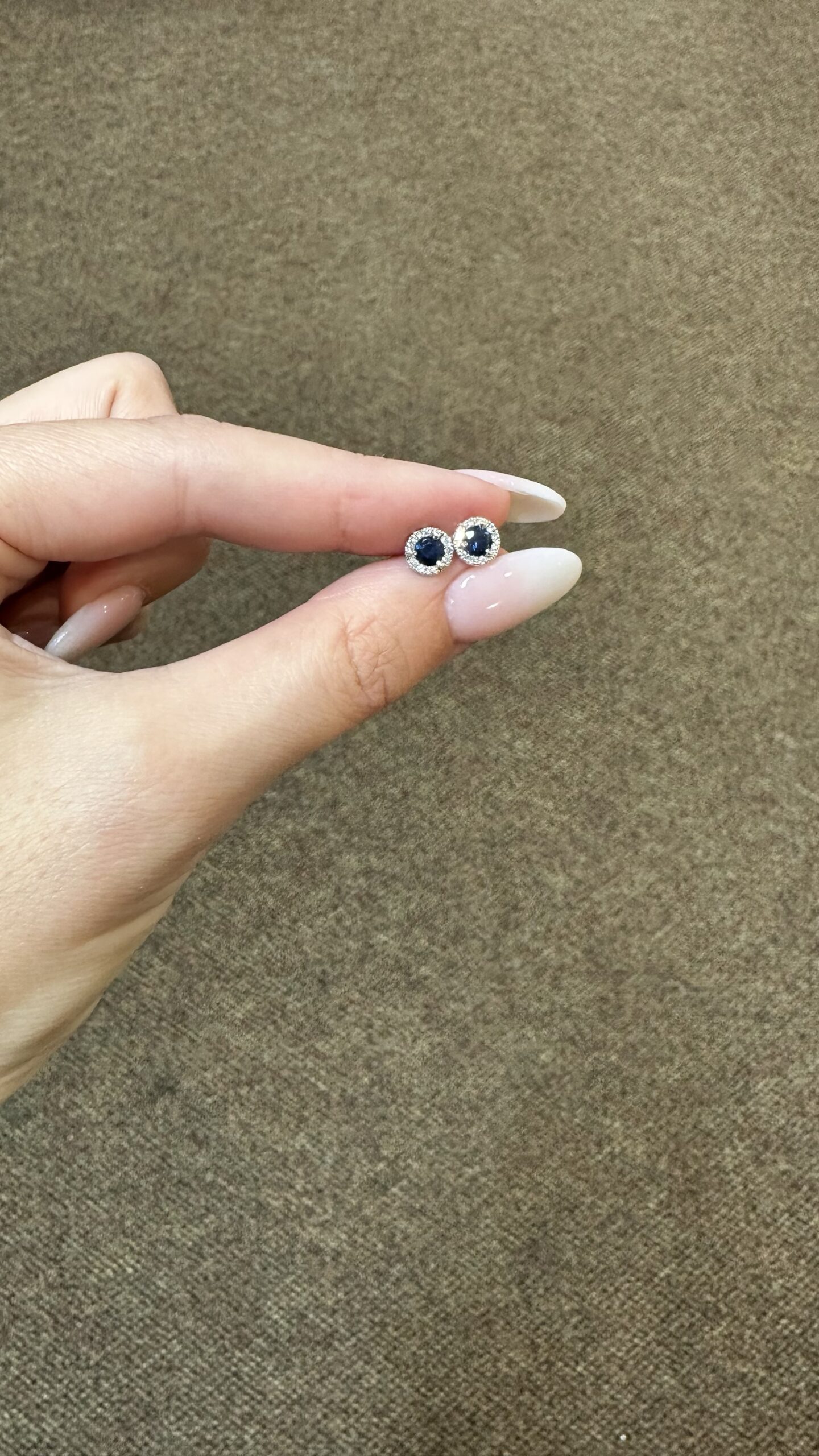 14k White Gold Genuine .60 Cttw Sapphire & .11 Cttw Round Brilliant Cut Diamond Halo Stud Earrings - Image 12