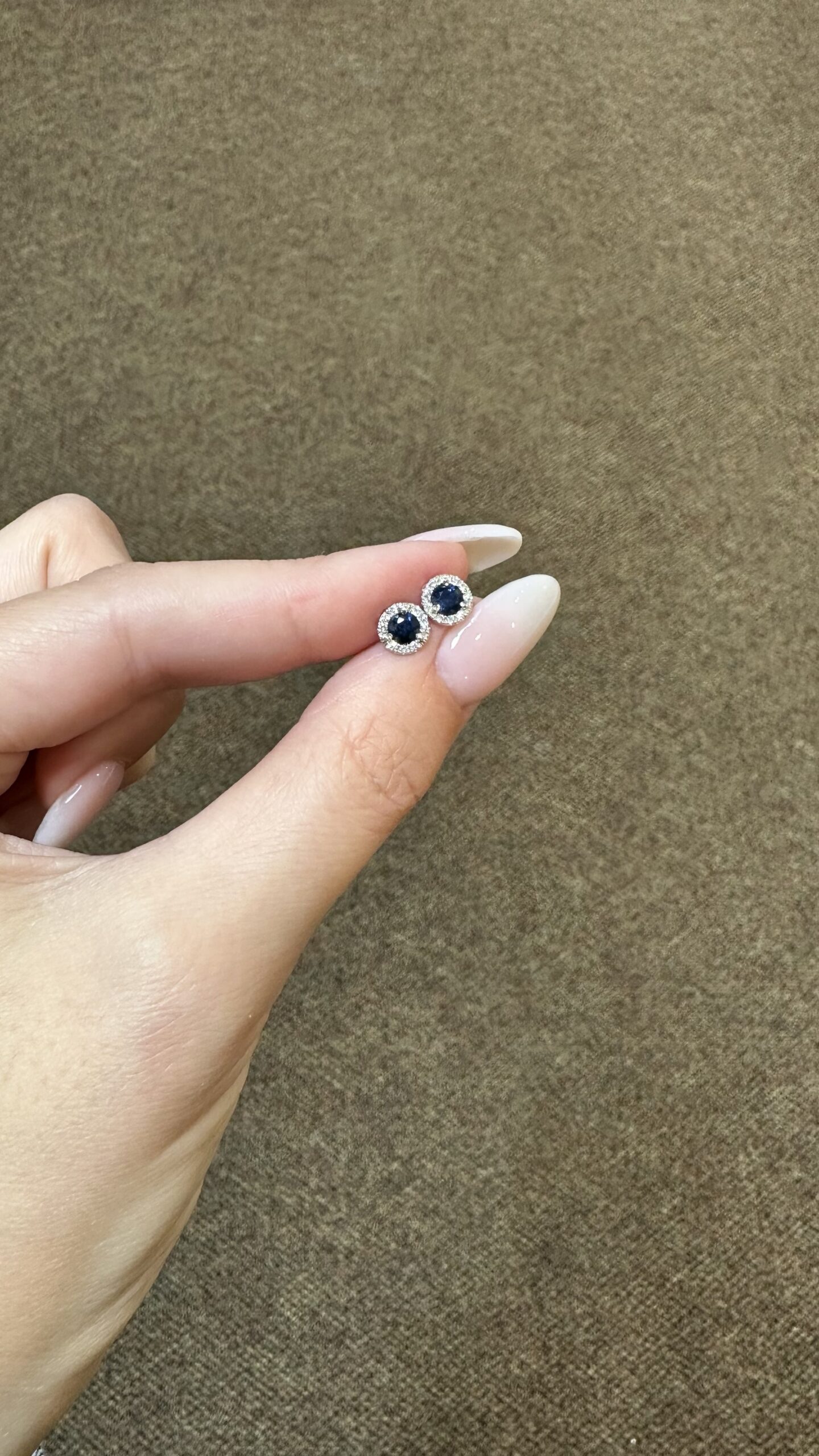 14k White Gold Genuine .60 Cttw Sapphire & .11 Cttw Round Brilliant Cut Diamond Halo Stud Earrings - Image 11