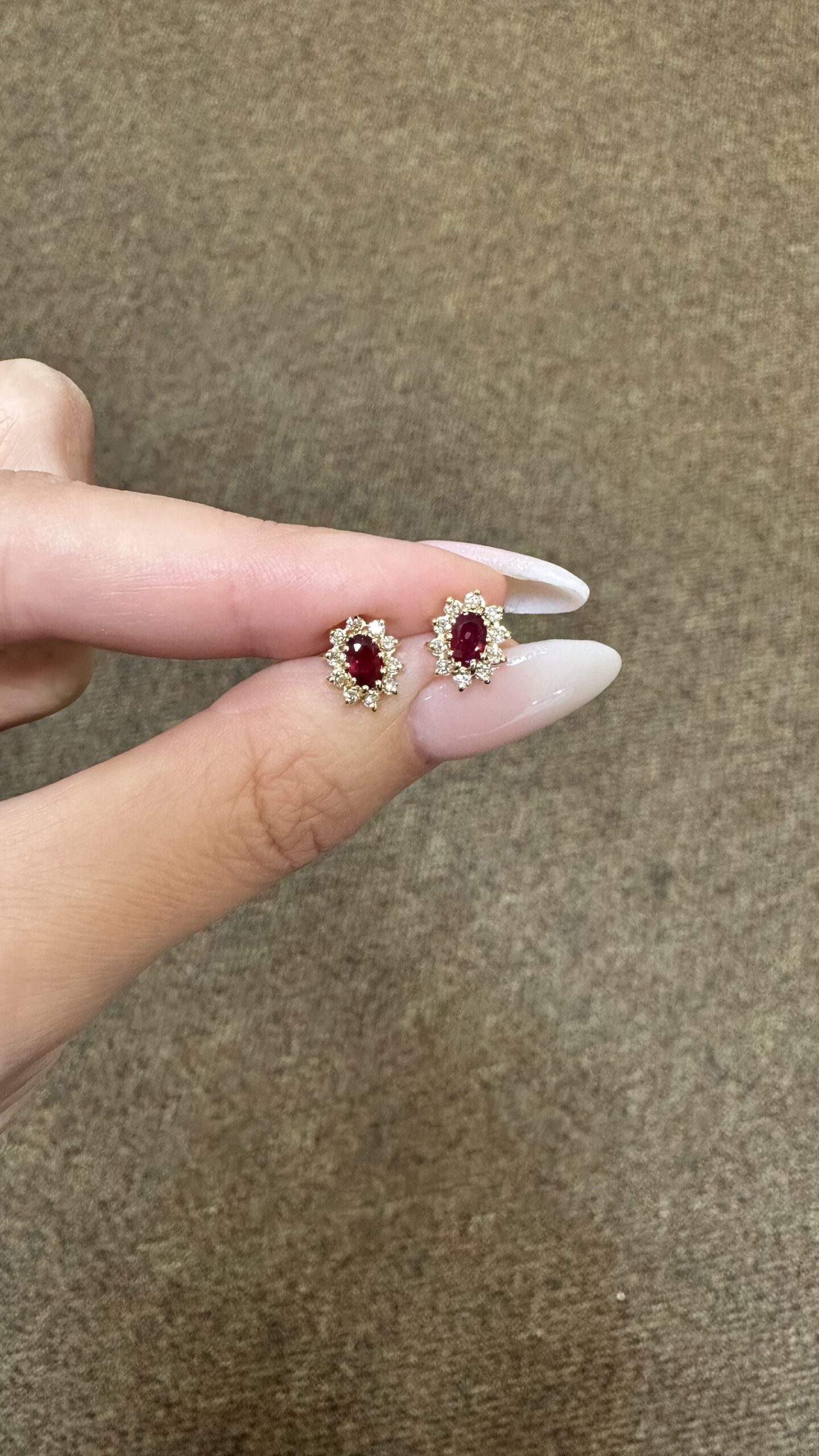 14k Yellow Gold Genuine 1 Cttw Ruby & Diamond Cluster Stud Earrings - Image 12