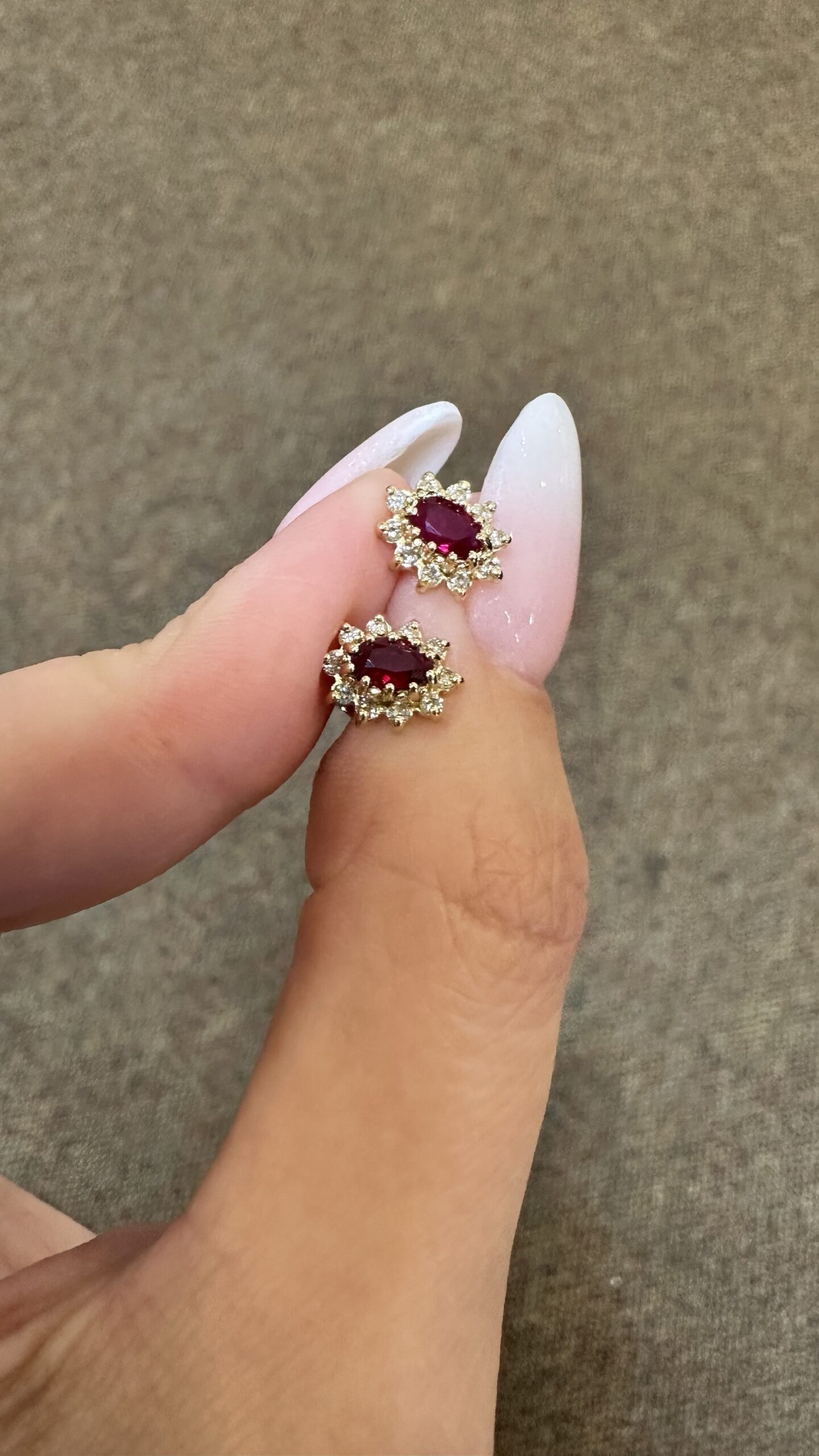 14k Yellow Gold Genuine 1 Cttw Ruby & Diamond Cluster Stud Earrings - Image 10