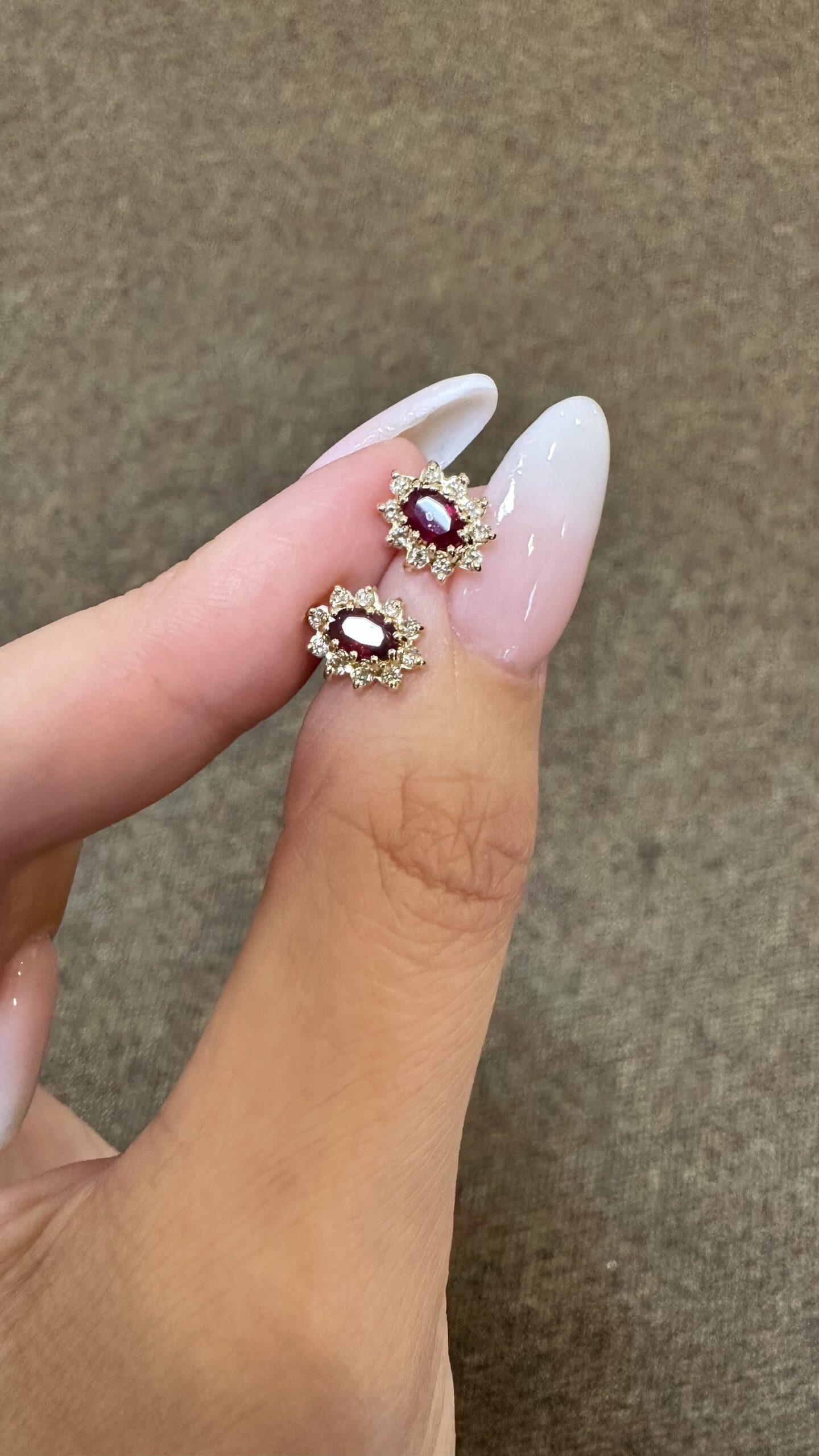 14k Yellow Gold Genuine 1 Cttw Ruby & Diamond Cluster Stud Earrings - Image 9