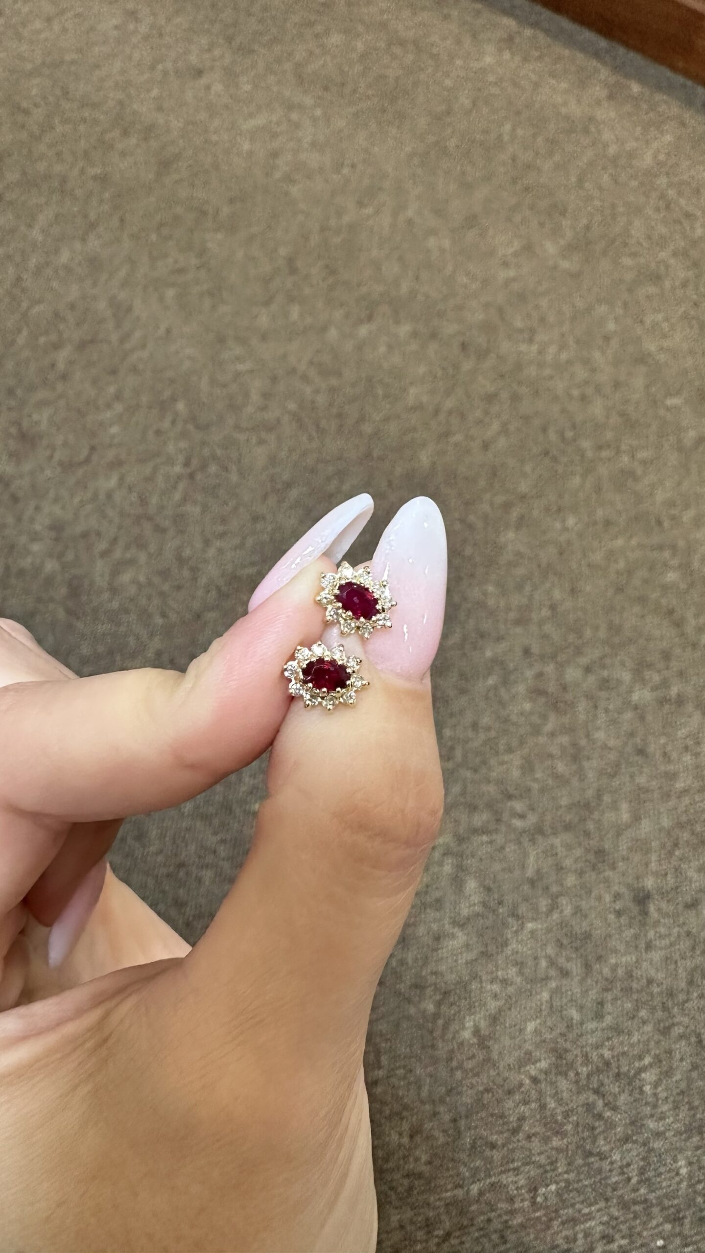 14k Yellow Gold Genuine 1 Cttw Ruby & Diamond Cluster Stud Earrings - Image 7