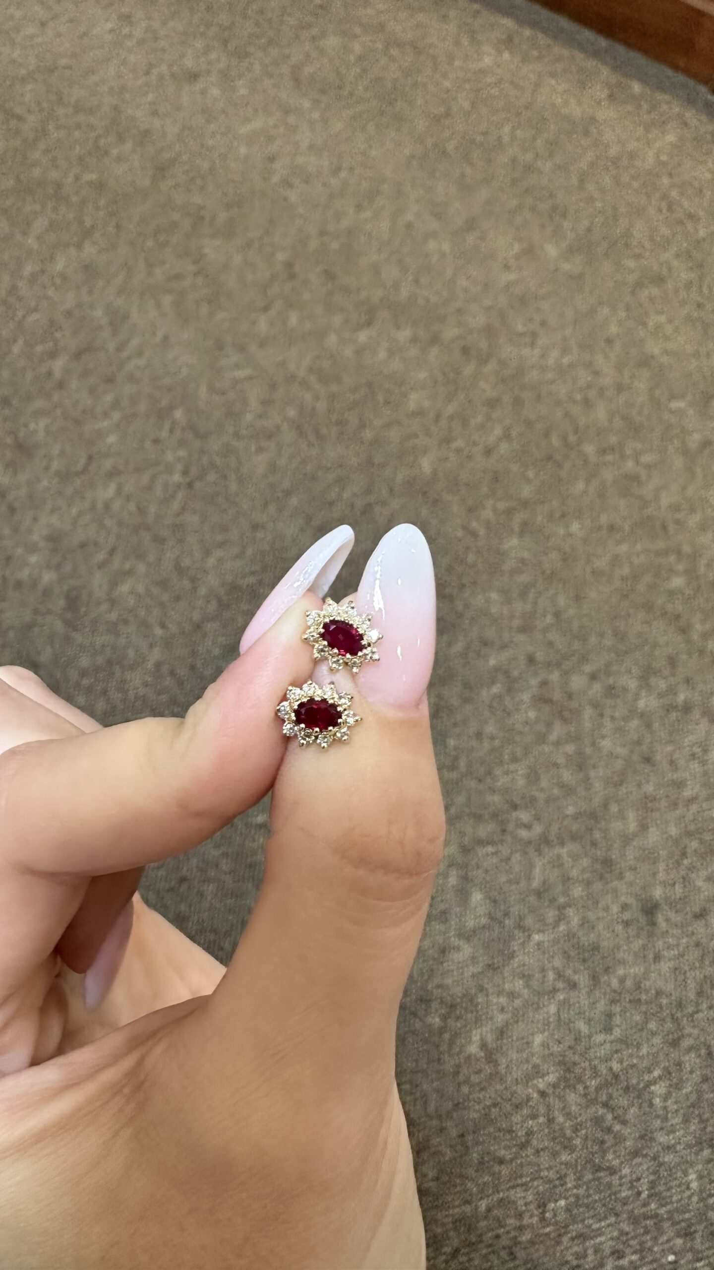 14k Yellow Gold Genuine 1 Cttw Ruby & Diamond Cluster Stud Earrings - Image 5