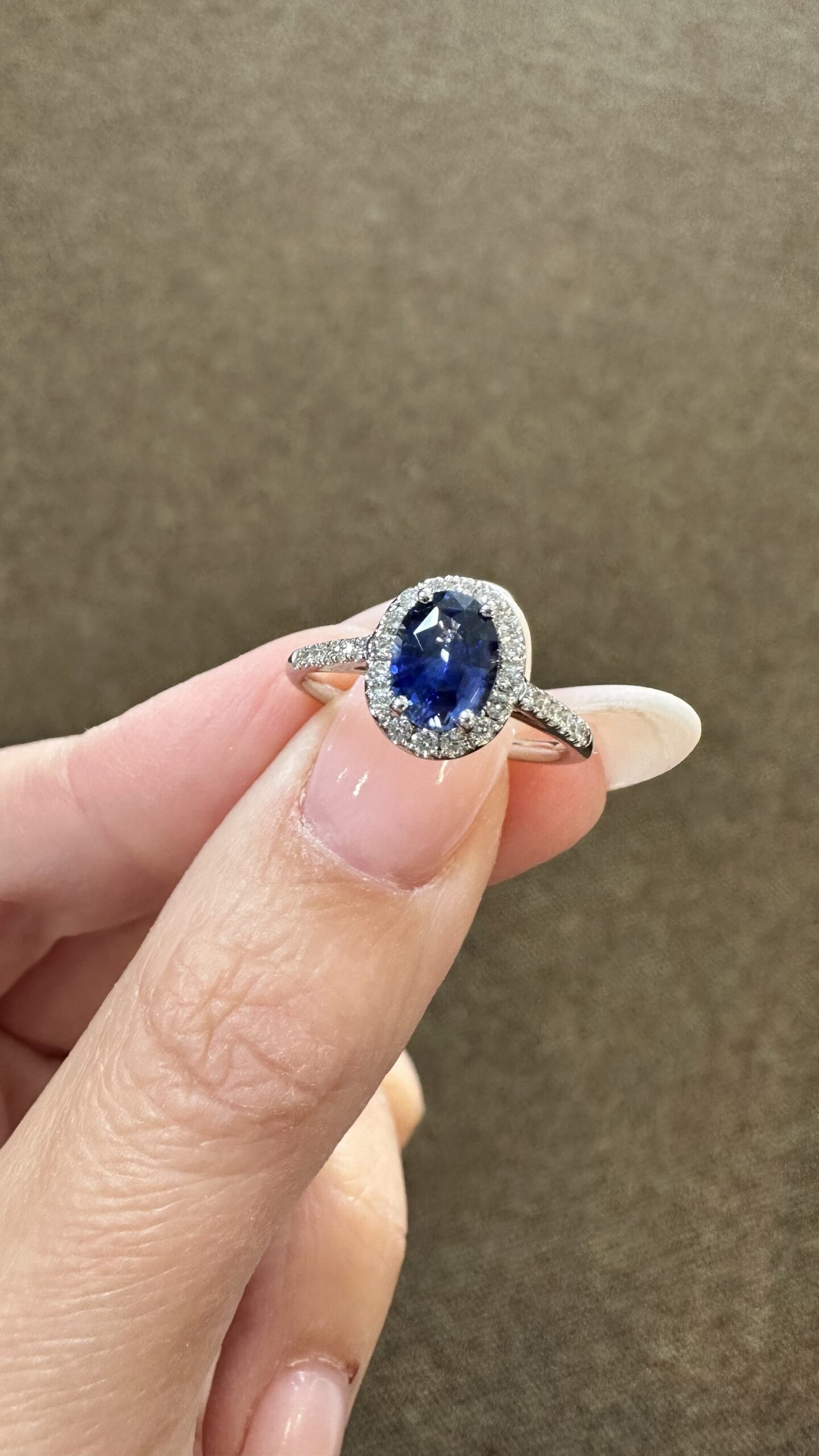 14k White Gold Genuine 1.35 Cttw Ceylon Sapphire & .26 Cttw Diamond Halo Ring - Image 3