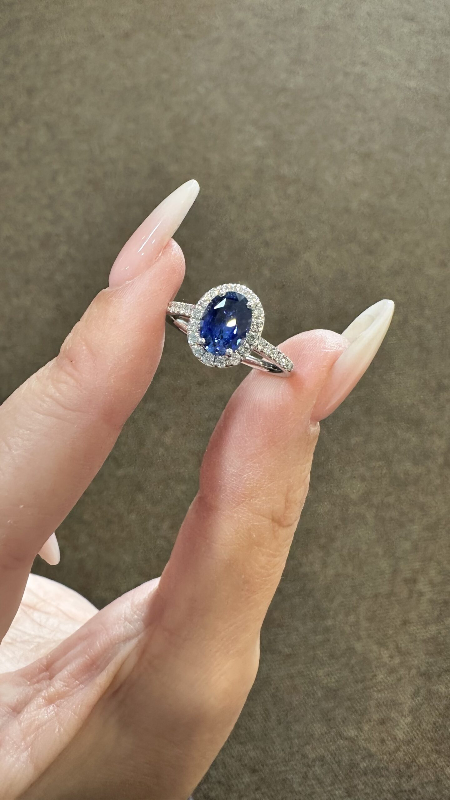 14k White Gold Genuine 1.35 Cttw Ceylon Sapphire & .26 Cttw Diamond Halo Ring - Image 10