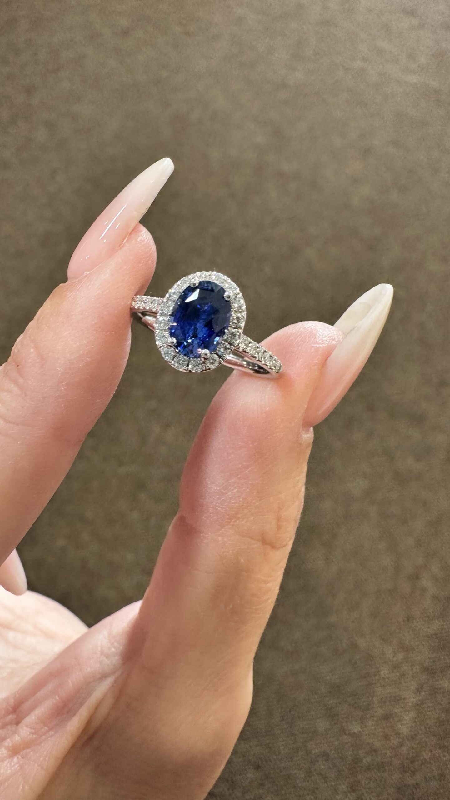 14k White Gold Genuine 1.35 Cttw Ceylon Sapphire & .26 Cttw Diamond Halo Ring - Image 9