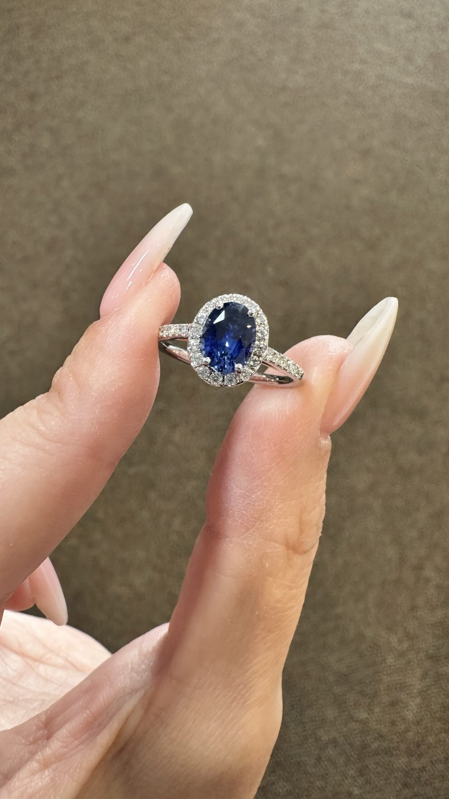 14k White Gold Genuine 1.35 Cttw Ceylon Sapphire & .26 Cttw Diamond Halo Ring - Image 8