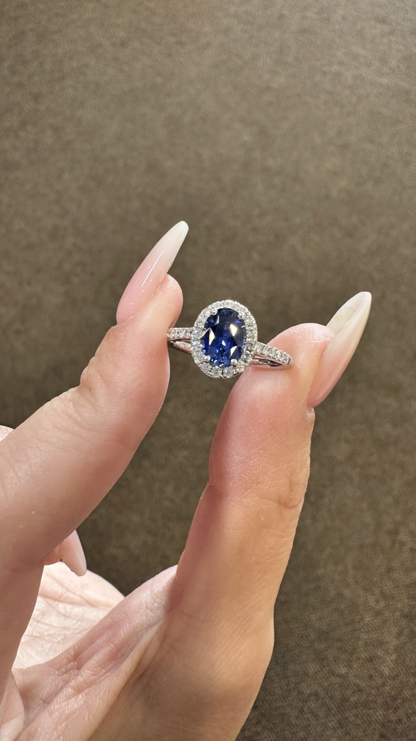 14k White Gold Genuine 1.35 Cttw Ceylon Sapphire & .26 Cttw Diamond Halo Ring - Image 7
