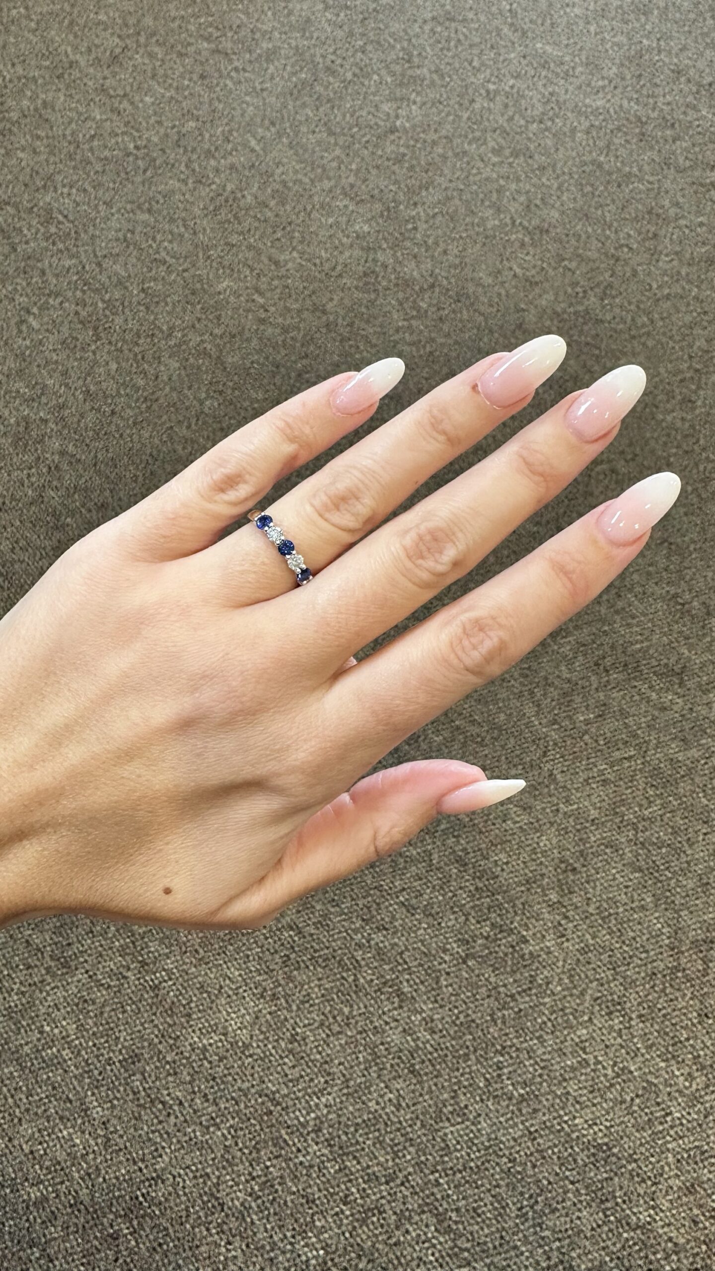 14k White Gold Genuine .52 Cttw Sapphire & .25 Cttw Diamond 5 Stone Band - Image 11