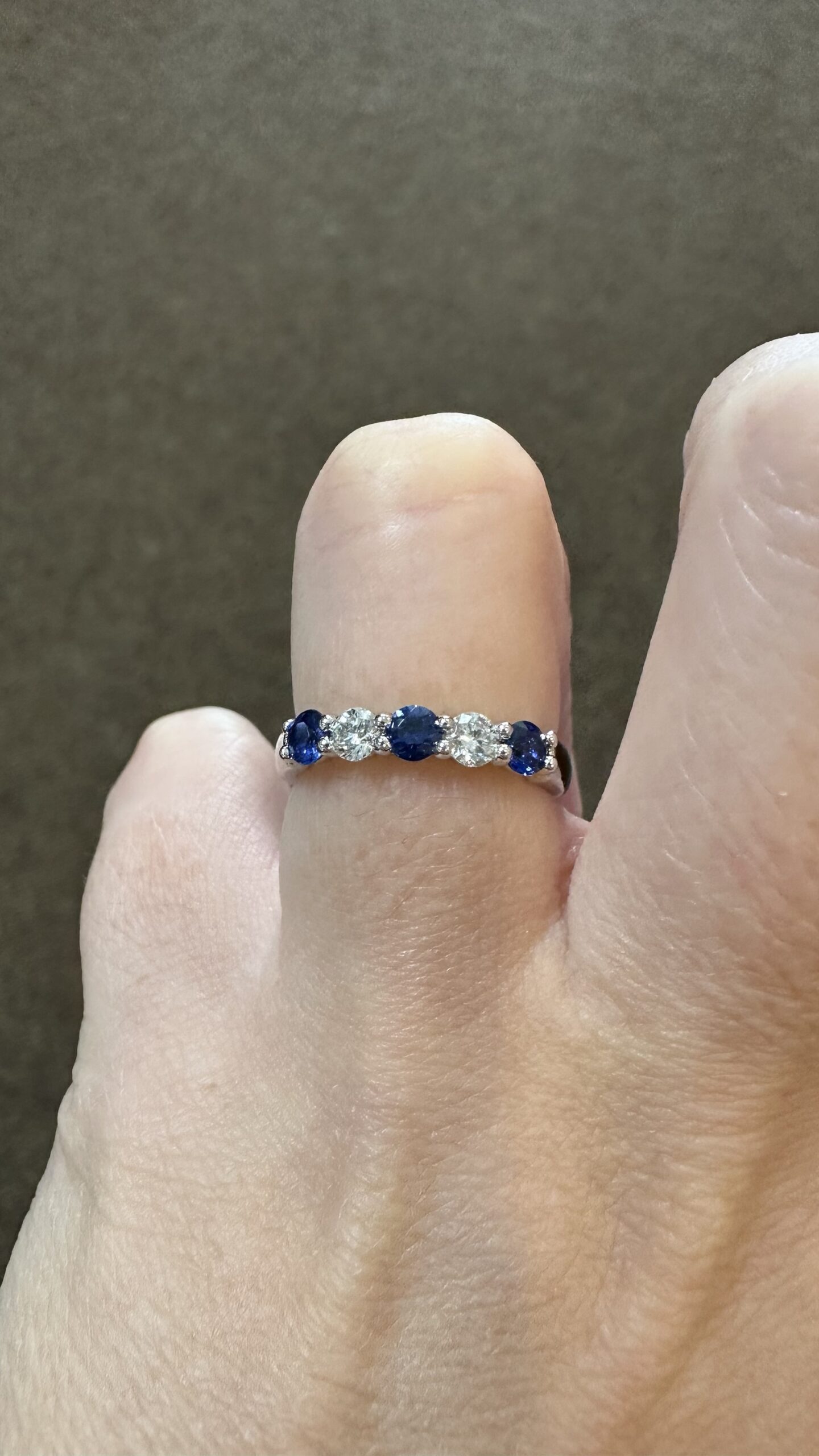 14k White Gold Genuine .52 Cttw Sapphire & .25 Cttw Diamond 5 Stone Band - Image 19