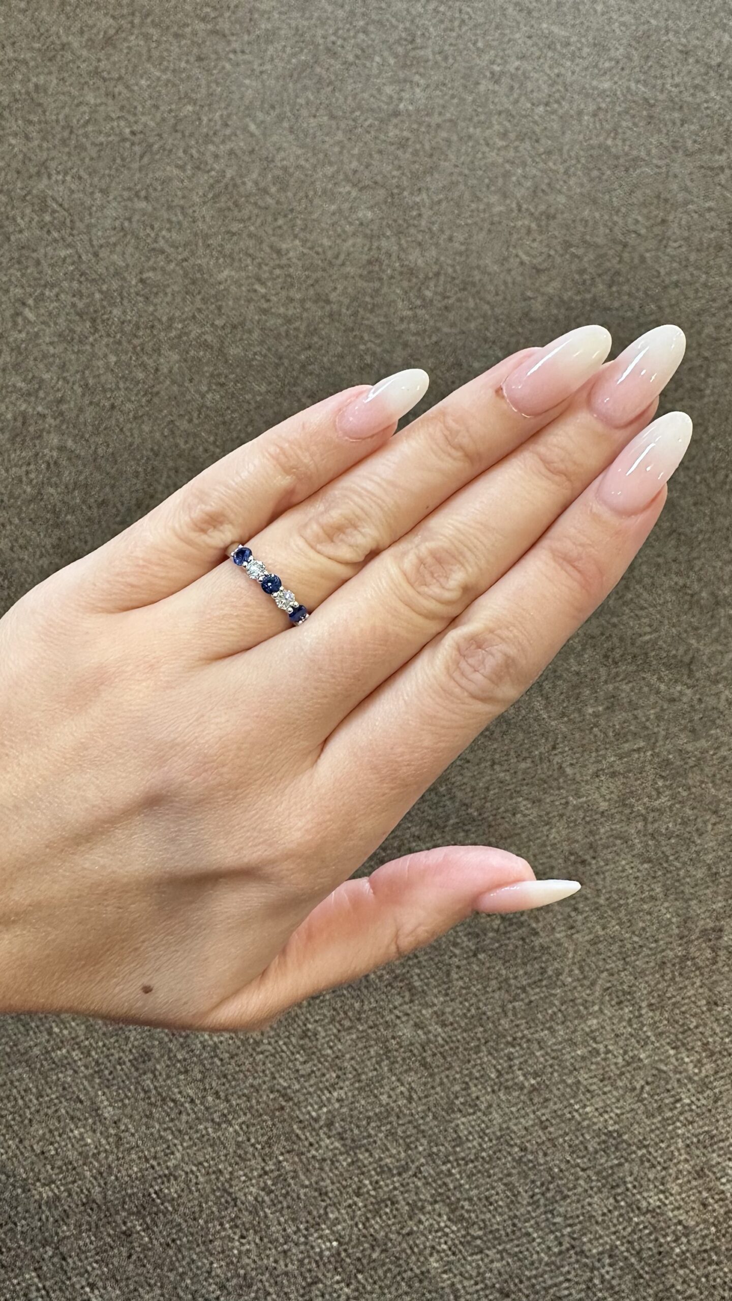 14k White Gold Genuine .52 Cttw Sapphire & .25 Cttw Diamond 5 Stone Band - Image 20