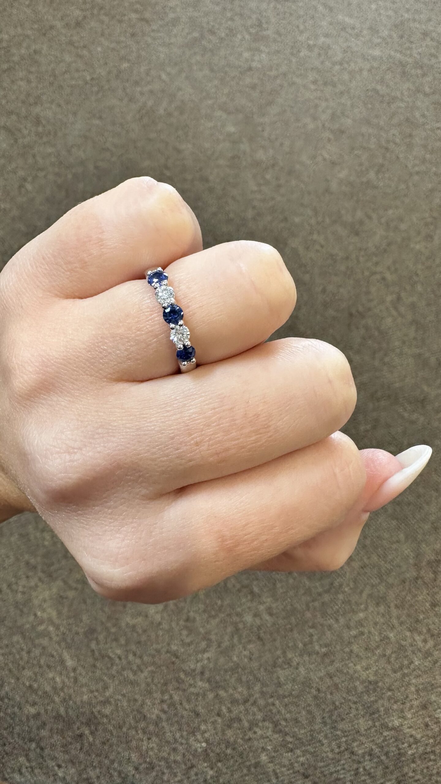 14k White Gold Genuine .52 Cttw Sapphire & .25 Cttw Diamond 5 Stone Band - Image 22