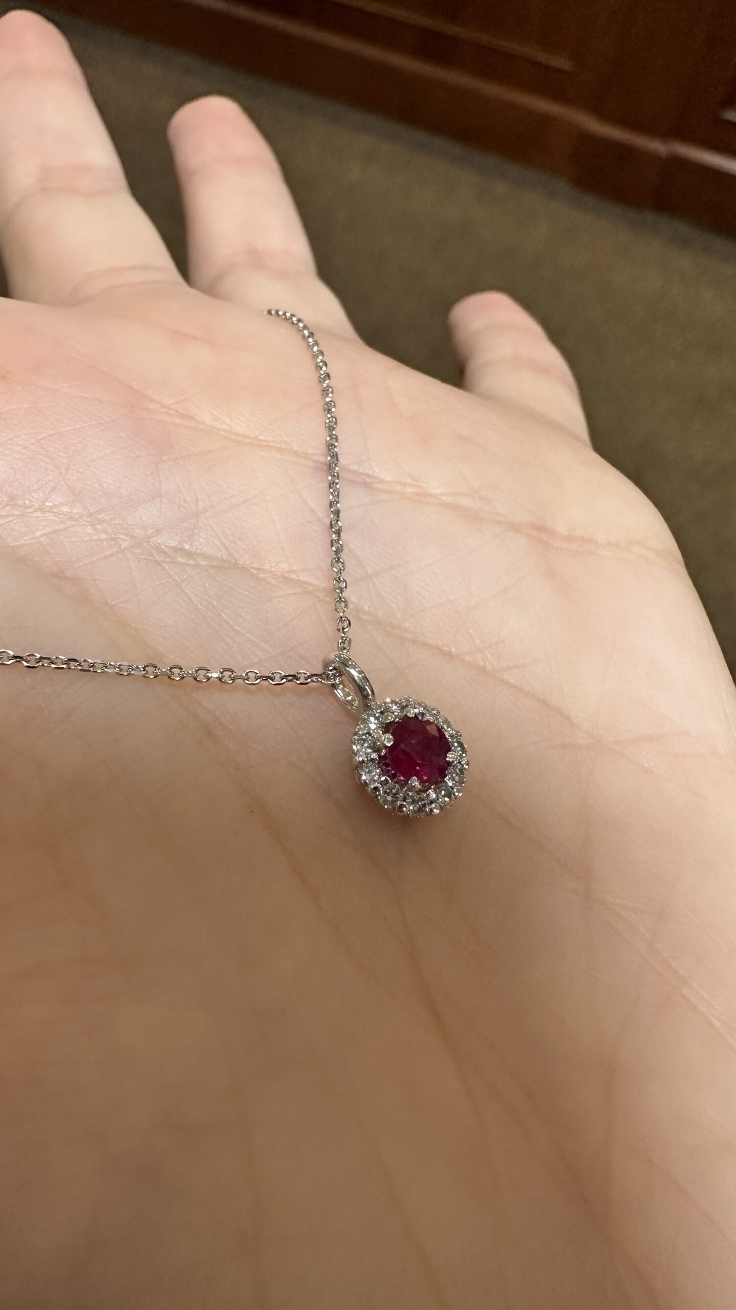 14k White Gold Genuine .39 Cttw Ruby & .20 Cttw Round Brilliant Cut Diamond Cluster Pendant - Image 10