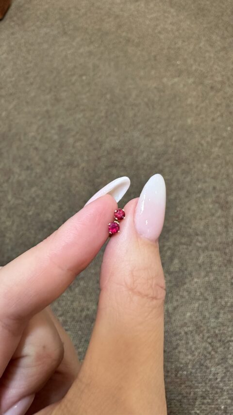 14k Yellow Gold Genuine 3 MM Ruby Stud Earrings
