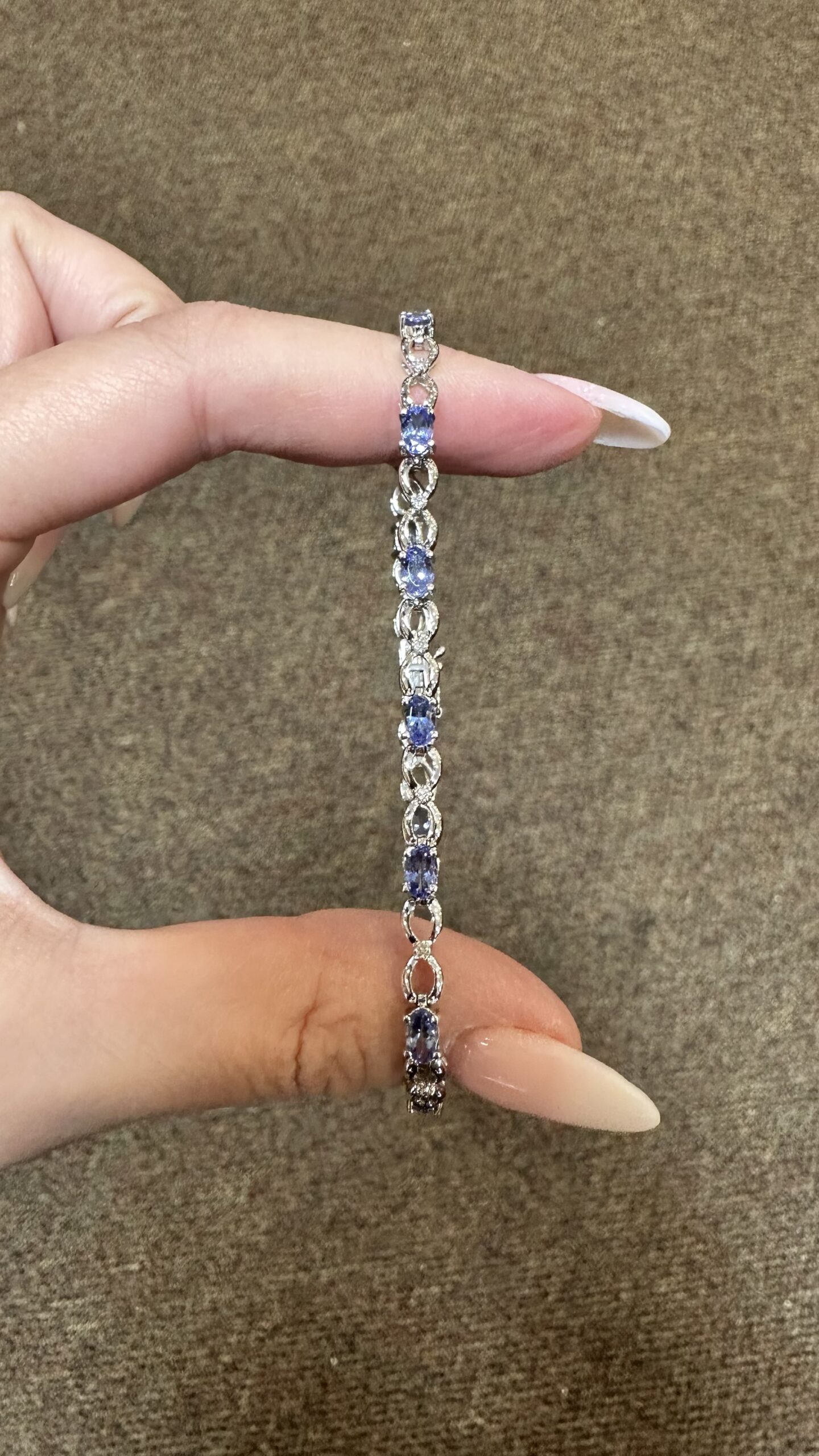 14k White Gold Genuine 2.50 Cttw Tanzanite & Diamond Bracelet - Image 4