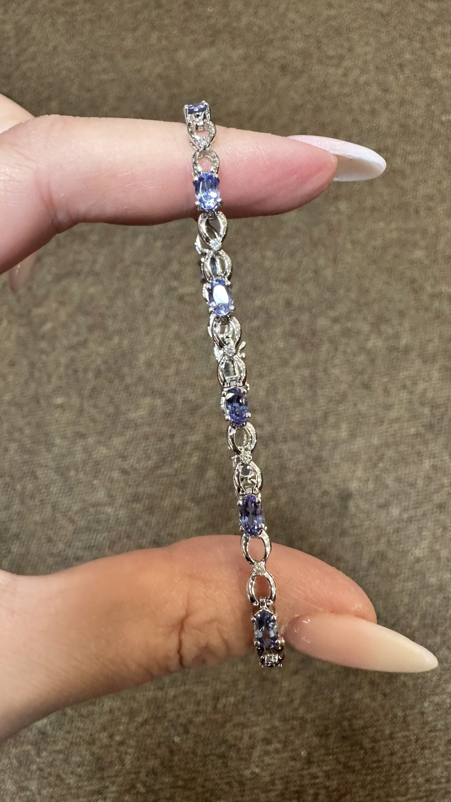 14k White Gold Genuine 2.50 Cttw Tanzanite & Diamond Bracelet - Image 5