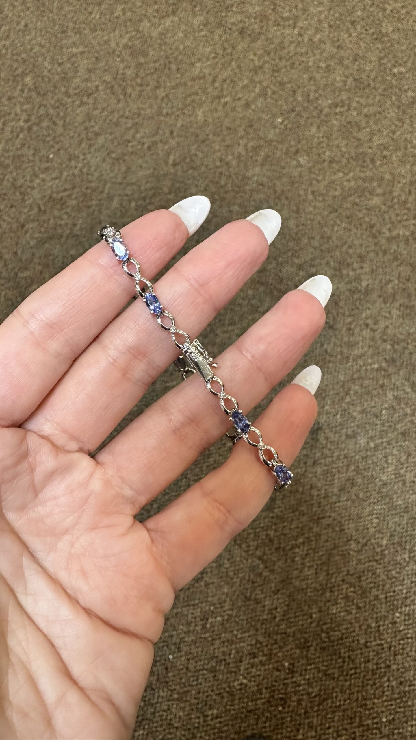 14k White Gold Genuine 2.50 Cttw Tanzanite & Diamond Bracelet - Image 6