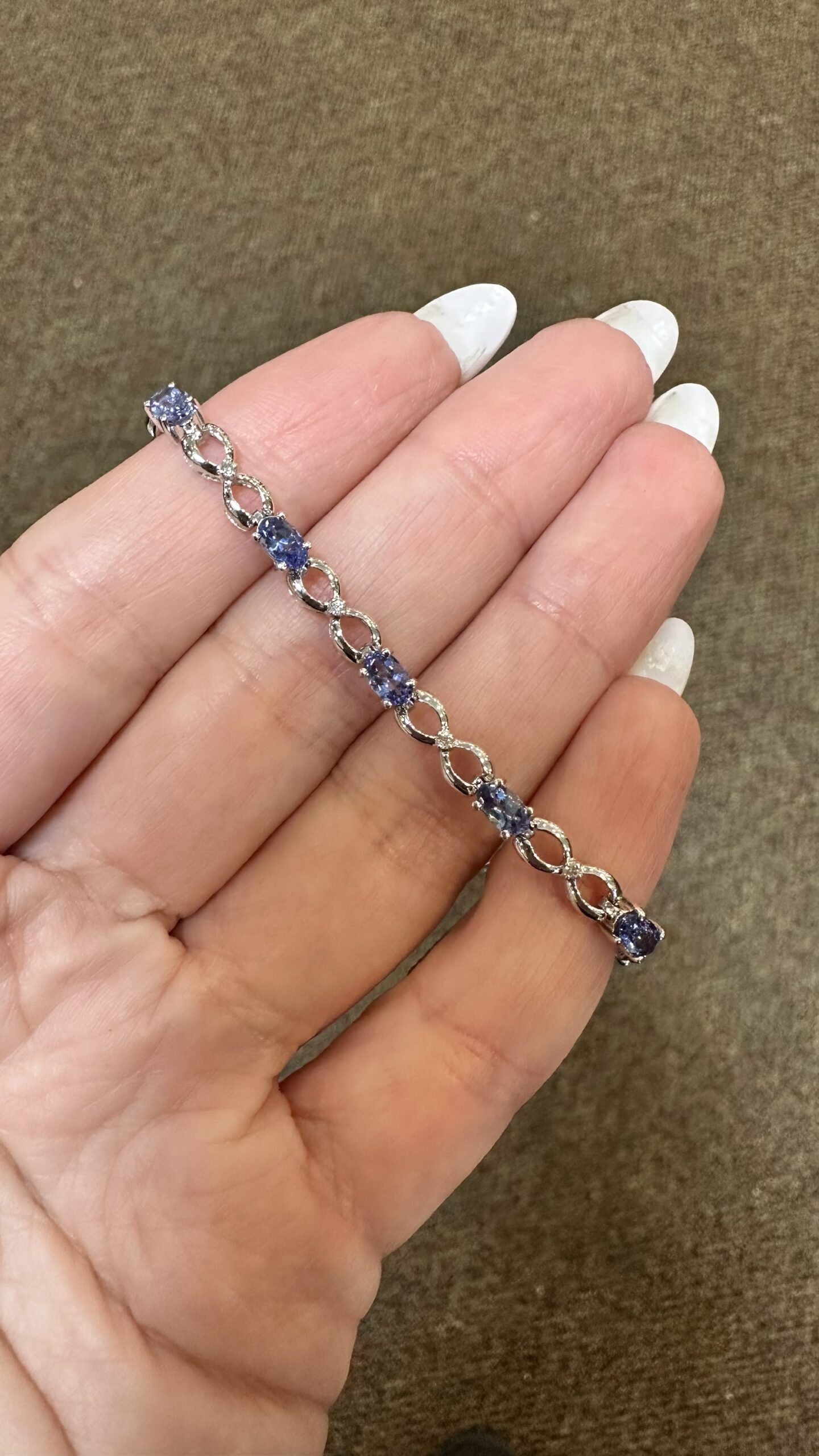 14k White Gold Genuine 2.50 Cttw Tanzanite & Diamond Bracelet - Image 7