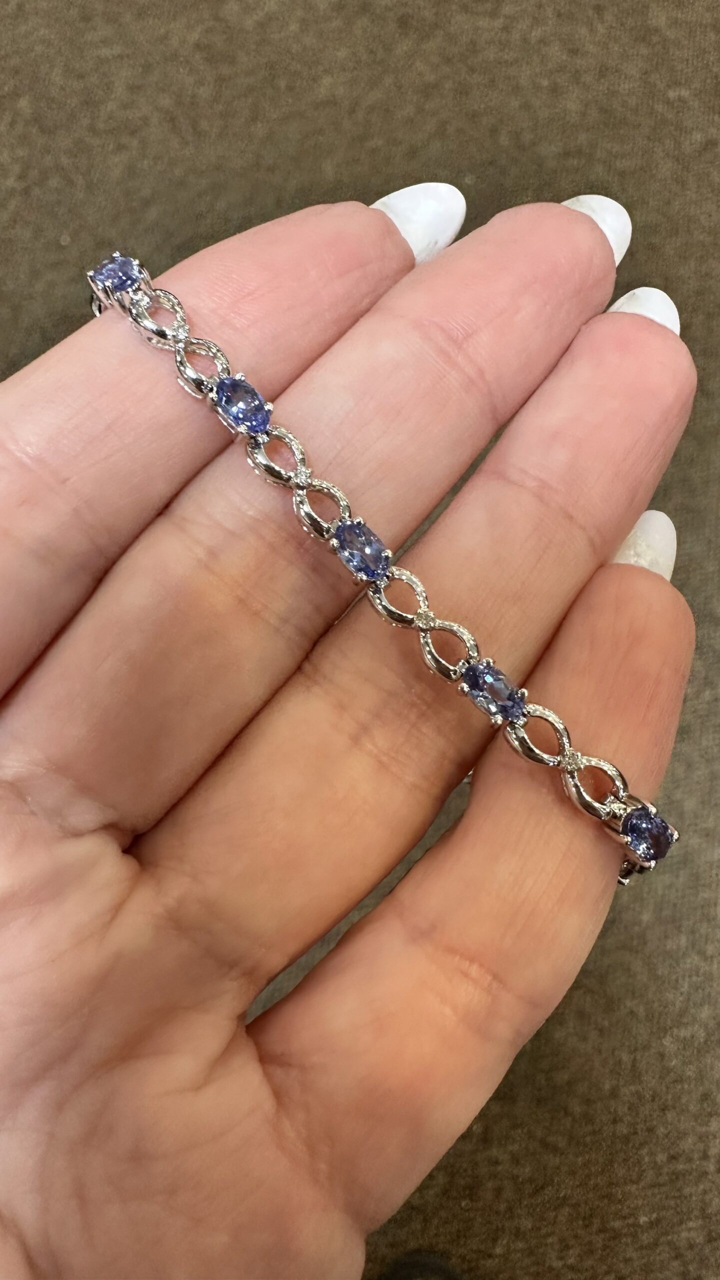 14k White Gold Genuine 2.50 Cttw Tanzanite & Diamond Bracelet - Image 8