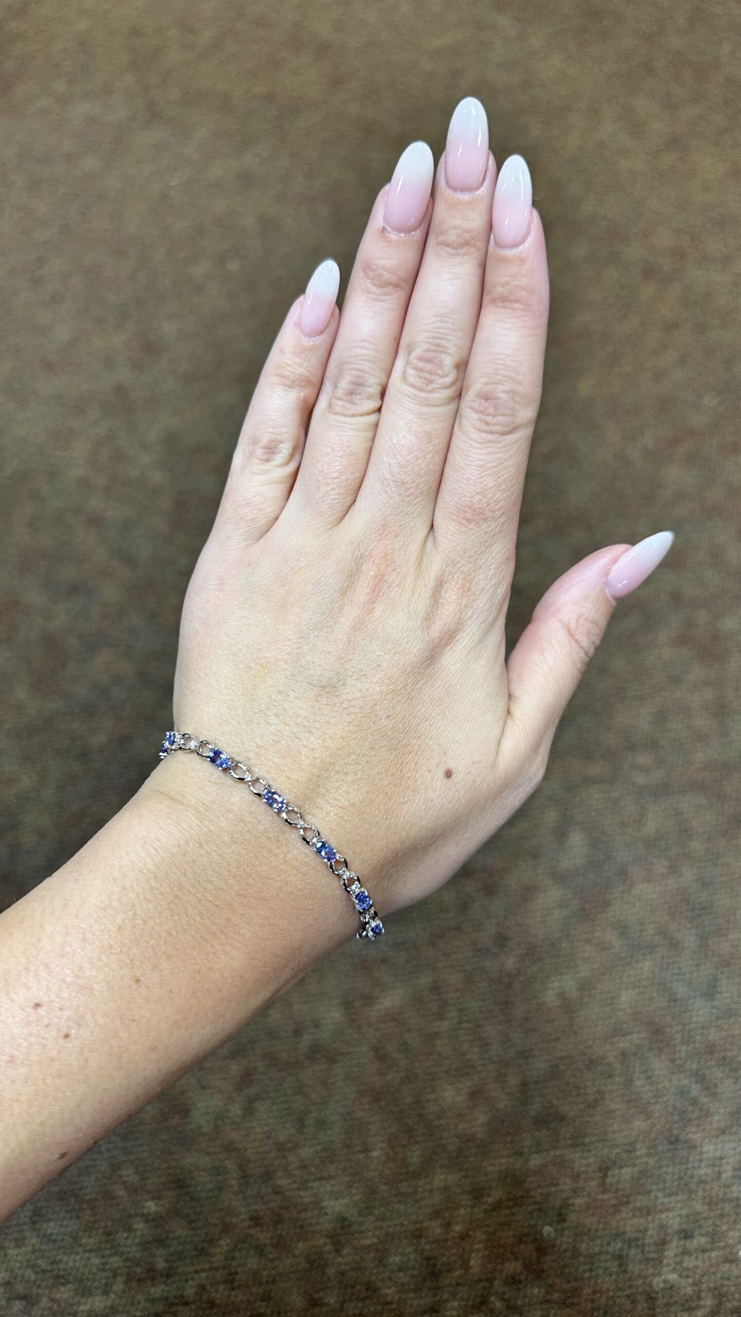 14k White Gold Genuine 2.50 Cttw Tanzanite & Diamond Bracelet - Image 9