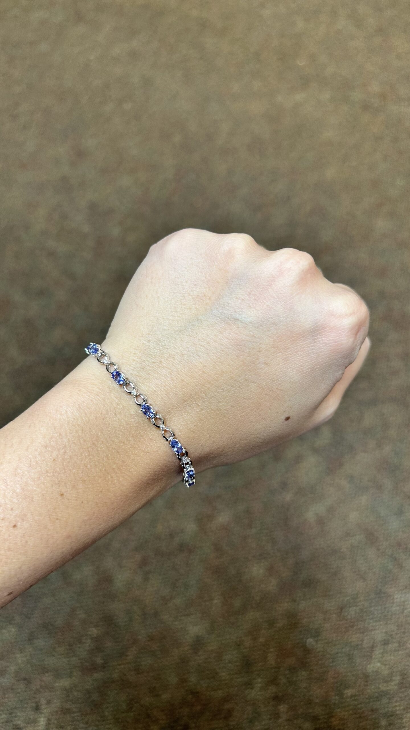 14k White Gold Genuine 2.50 Cttw Tanzanite & Diamond Bracelet - Image 10