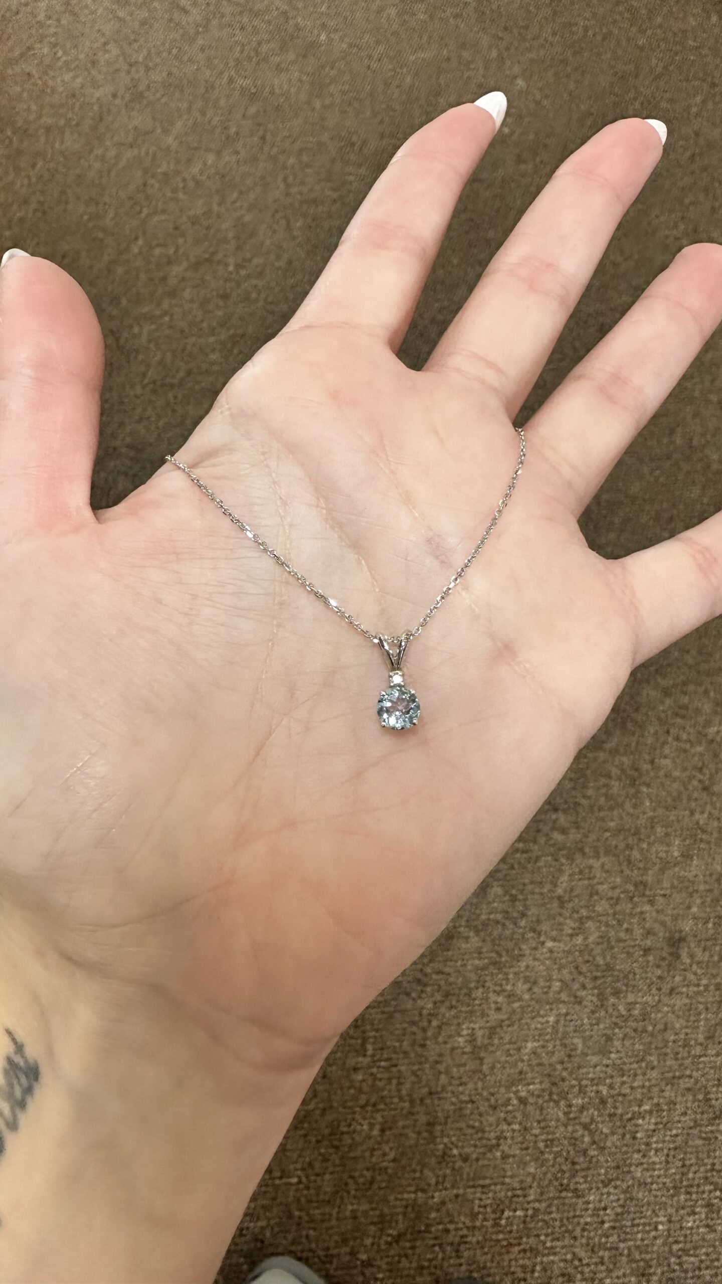 14k White Gold Genuine .63 Cttw Aquamarine & Diamond Pendant - Image 20