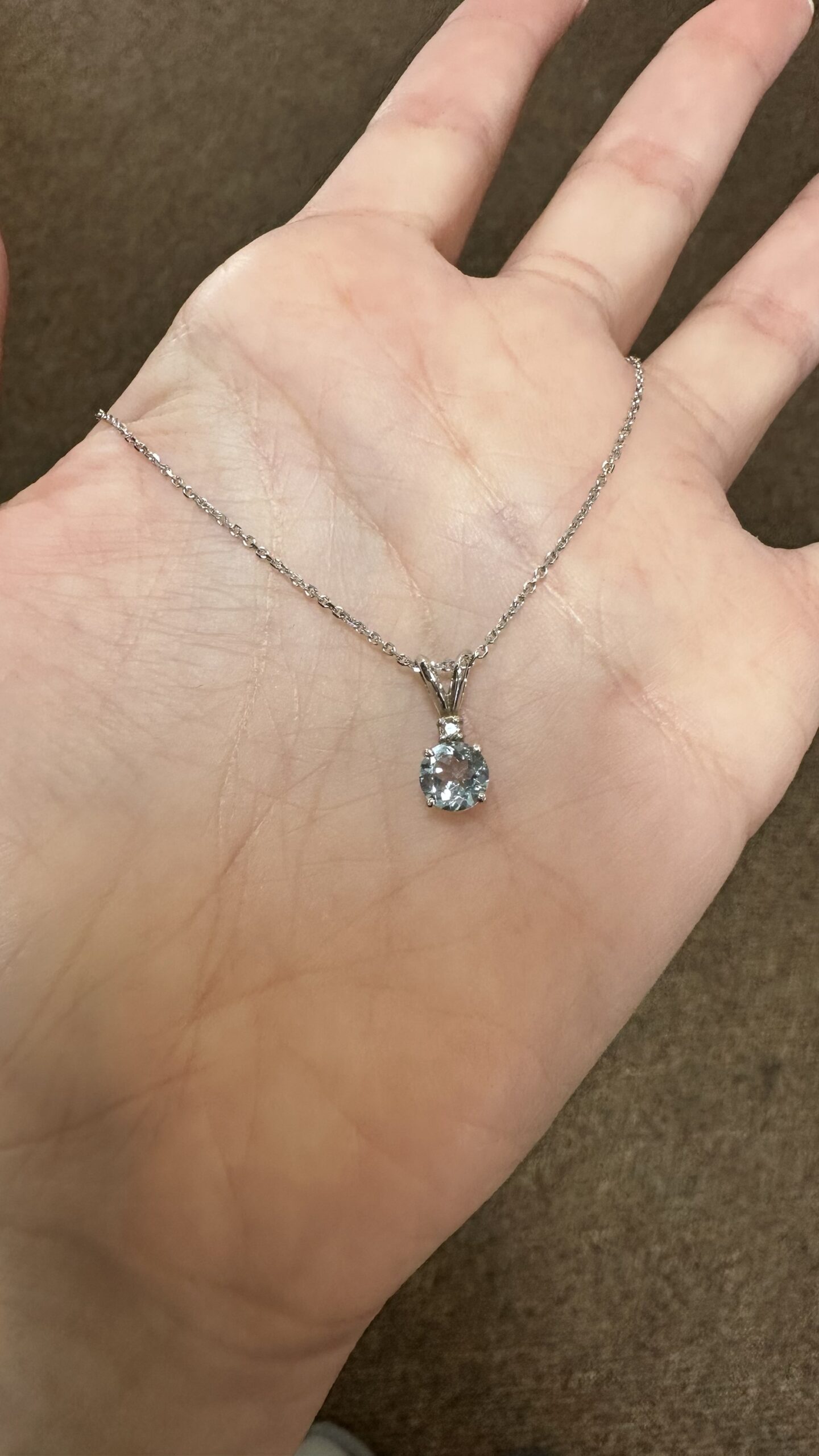 14k White Gold Genuine .63 Cttw Aquamarine & Diamond Pendant - Image 19