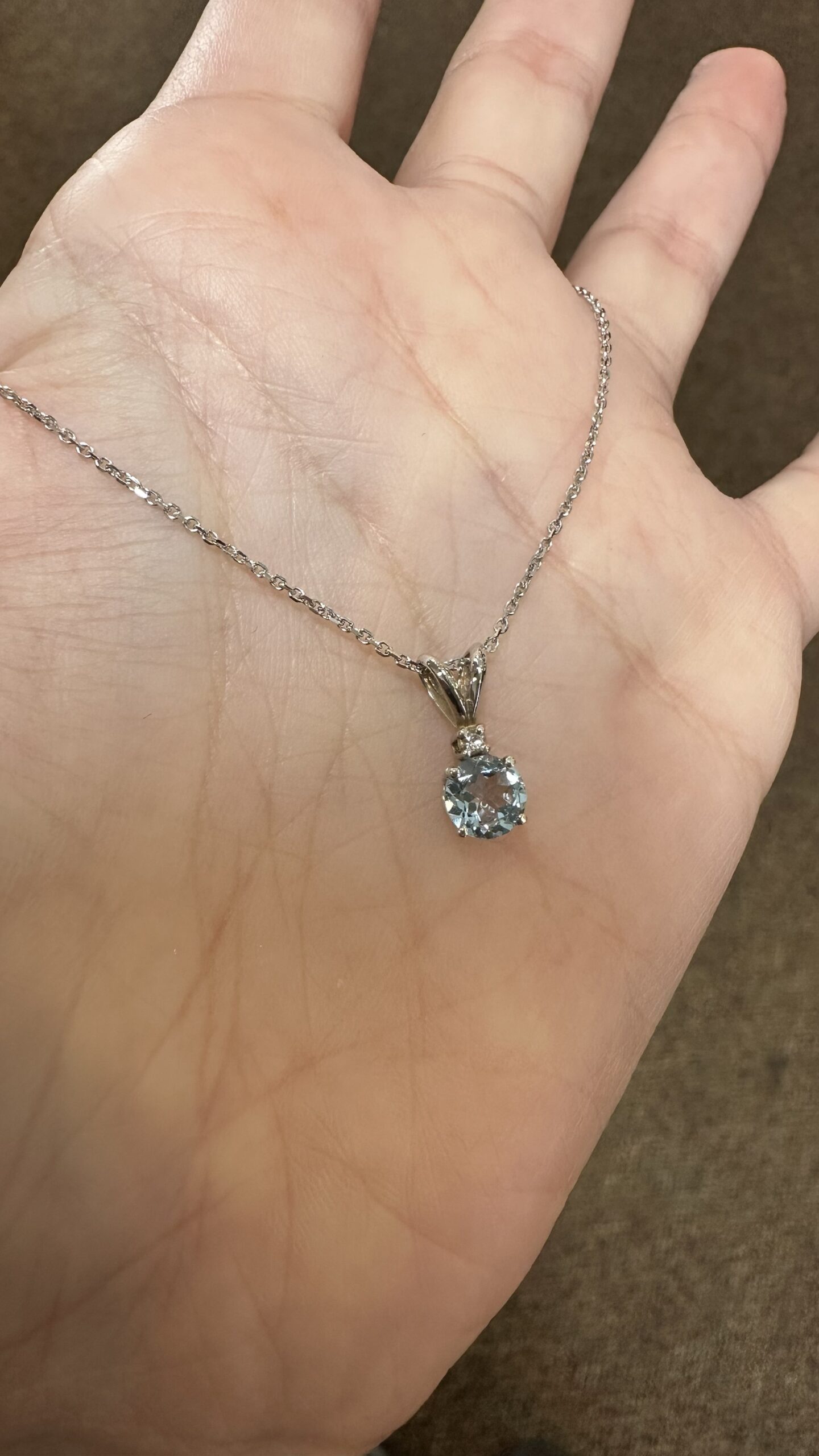 14k White Gold Genuine .63 Cttw Aquamarine & Diamond Pendant - Image 18