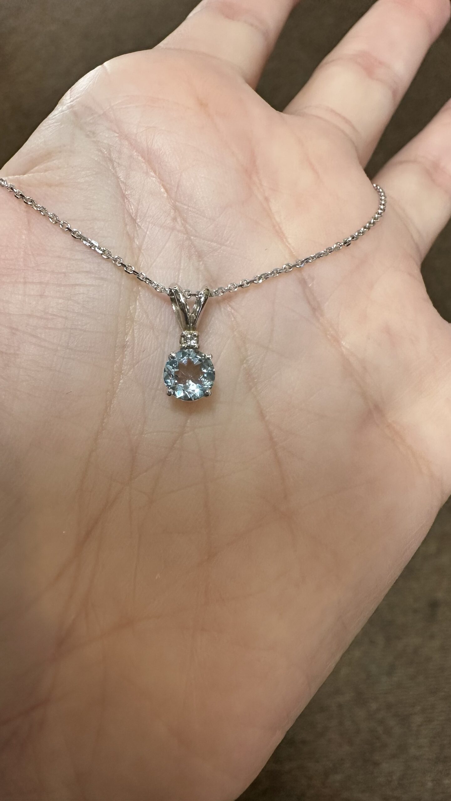 14k White Gold Genuine .63 Cttw Aquamarine & Diamond Pendant - Image 15