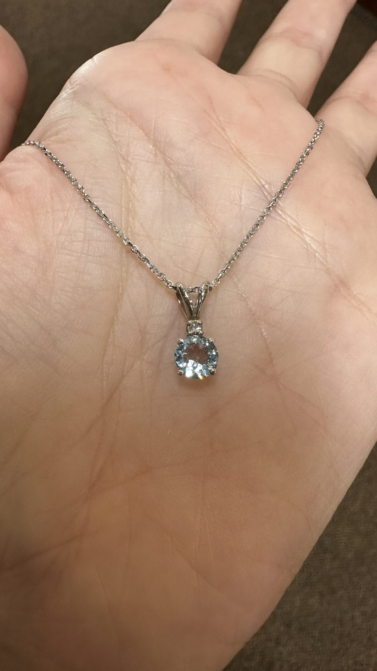 14k White Gold Genuine .63 Cttw Aquamarine & Diamond Pendant - Image 13