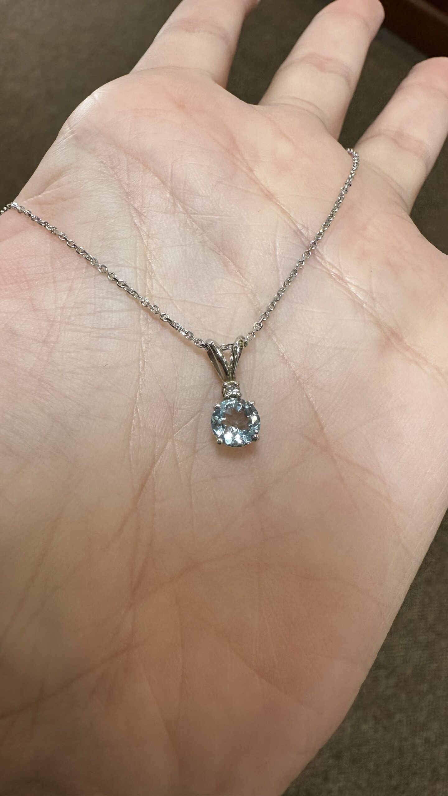 14k White Gold Genuine .63 Cttw Aquamarine & Diamond Pendant - Image 10